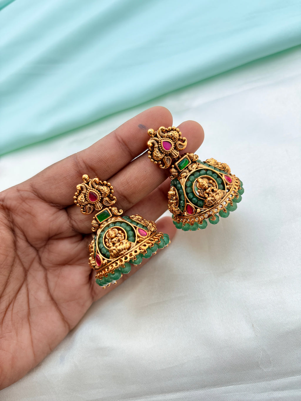 Peacock lakshmi devi design butta earrings Er936