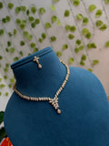 Simple Diamond finish short Neckset with Earrings Ns943
