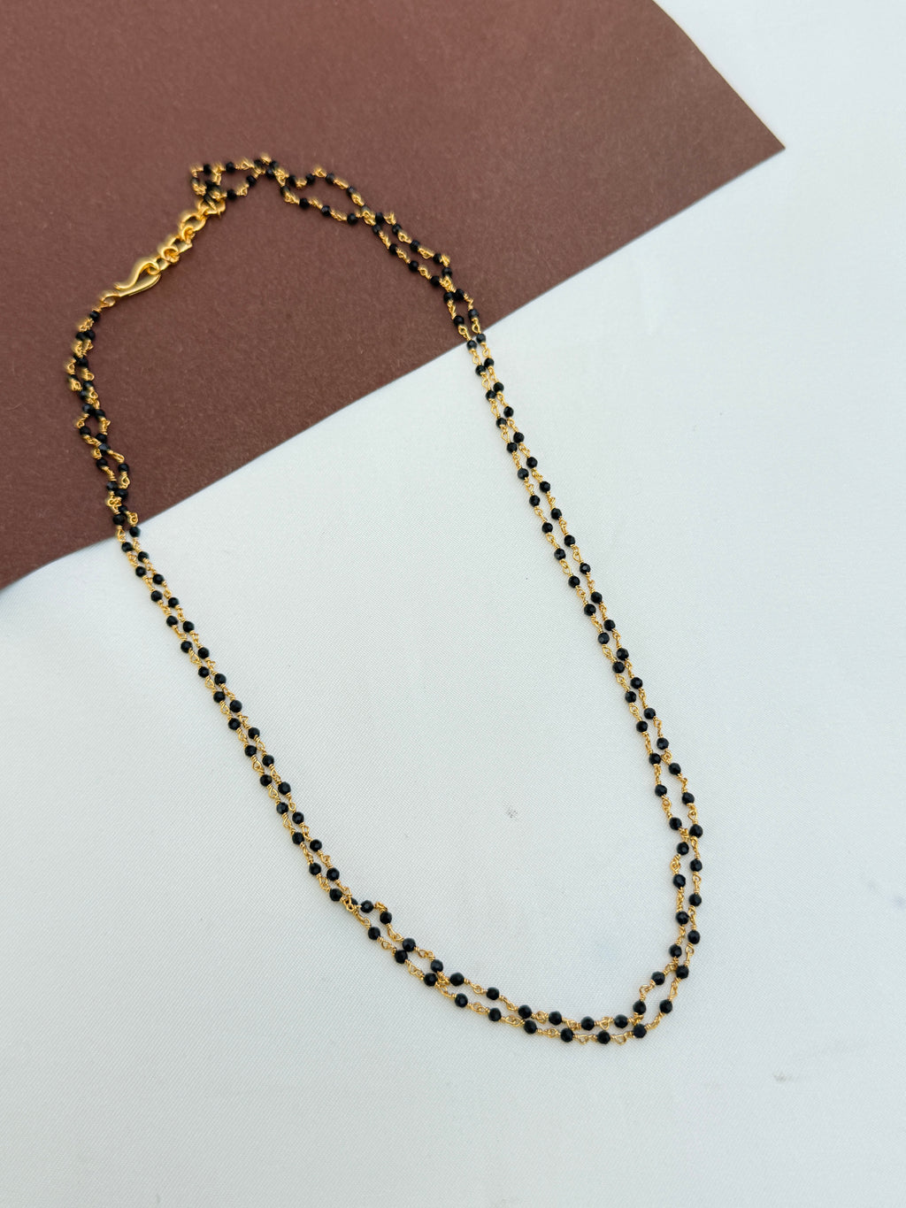 Bb061 18inches 2 lines plain crystal blackbeads