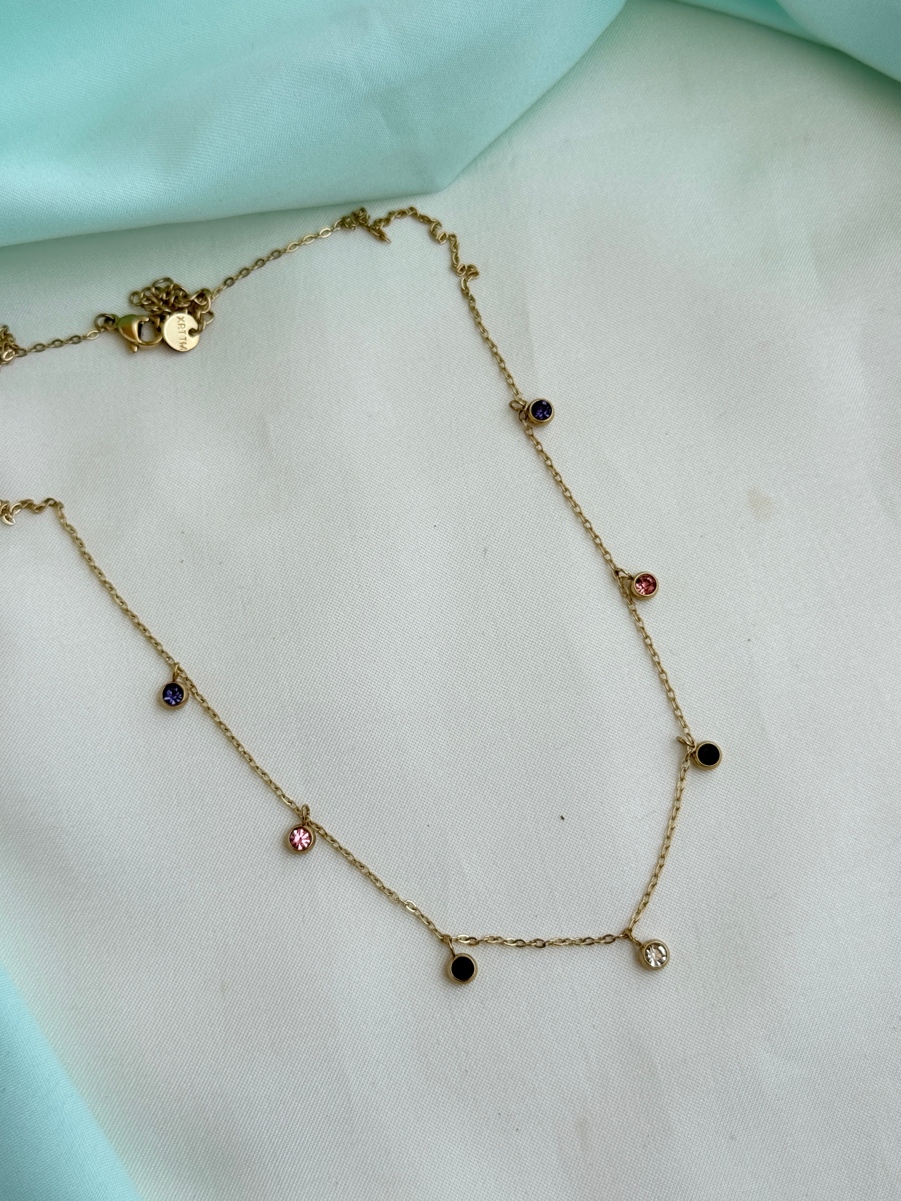 Dc099 anti tarnish multi stones 18inches adjustable daliy wear chain