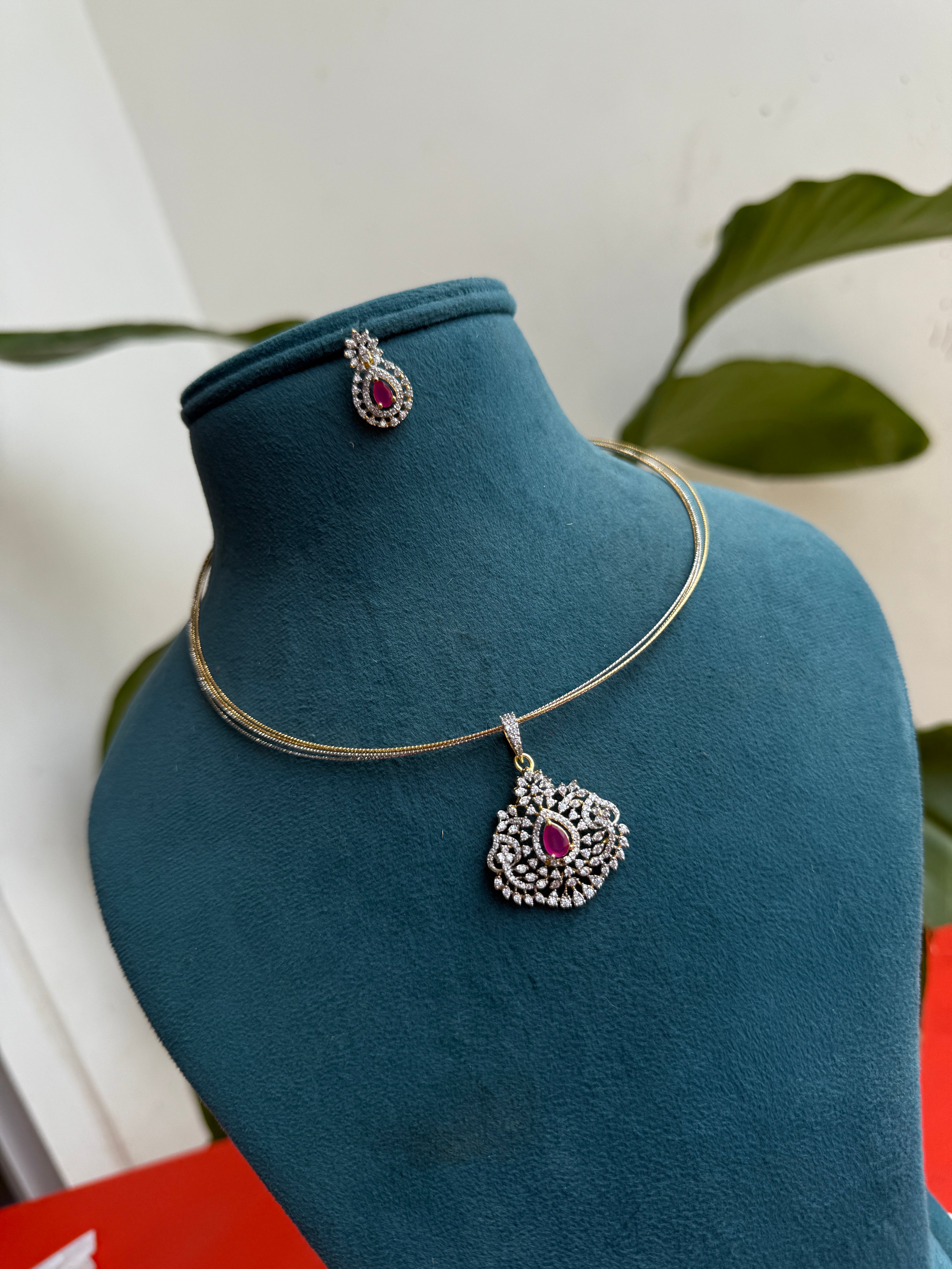 Hs003 gold silver hasli with diamond finish pendant
