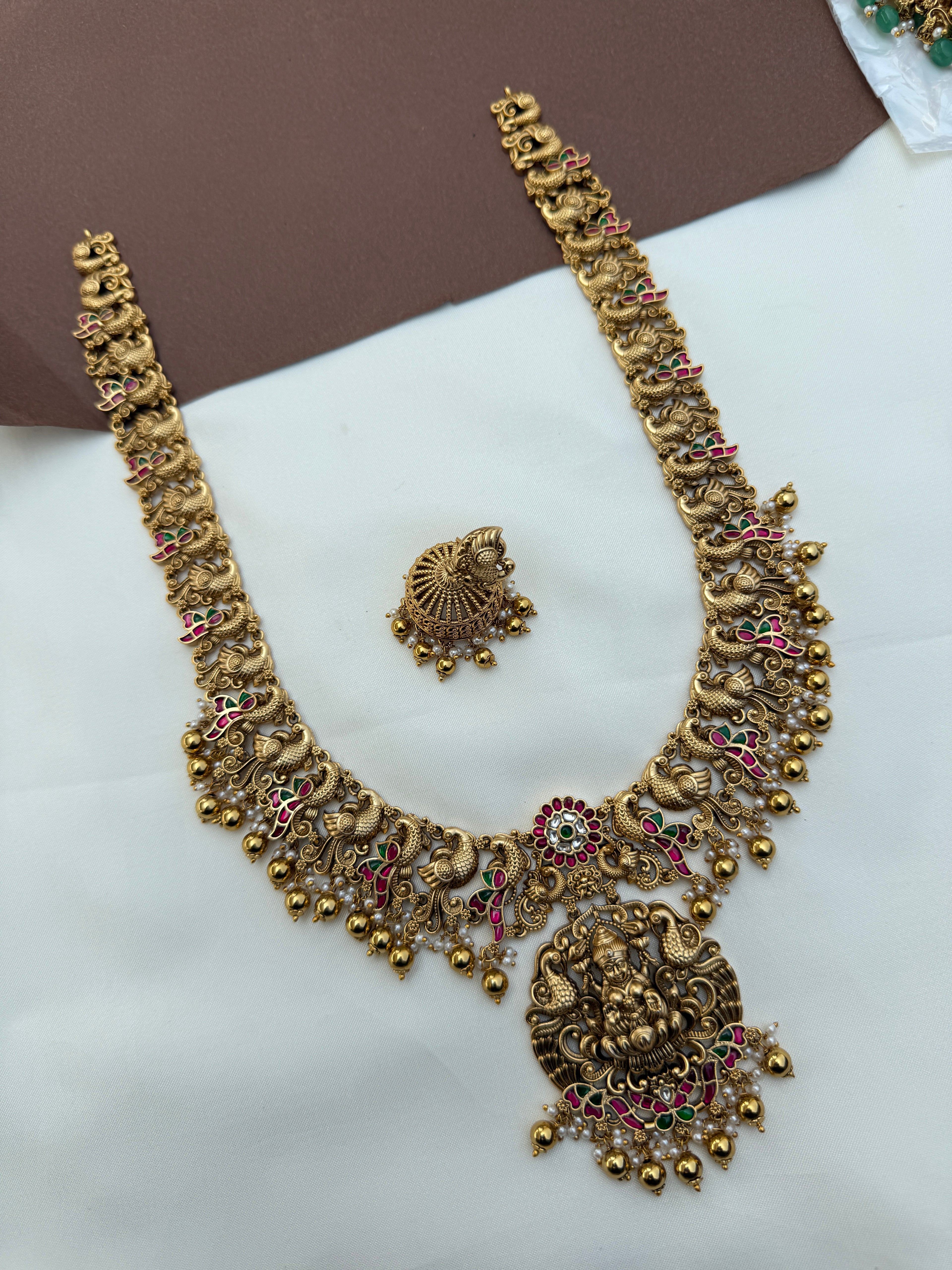 Lh577 nakshi jadau kundan long haram with earrings