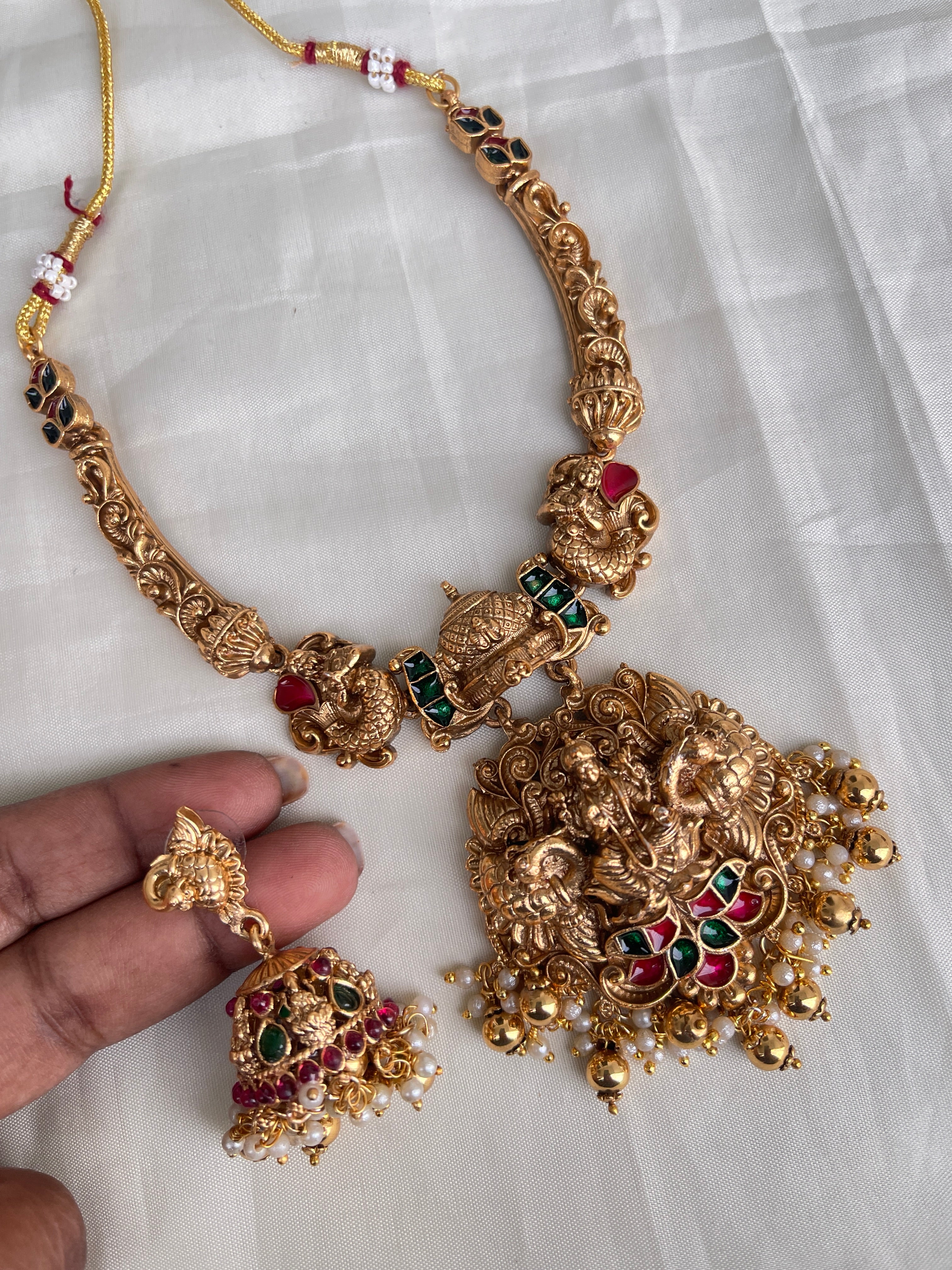 Lakshmi devi kante neckset with butta Earrings nsfree ns2005