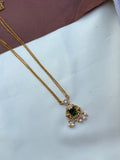 Ns611 2 lines Lakshmidevi green stone chain