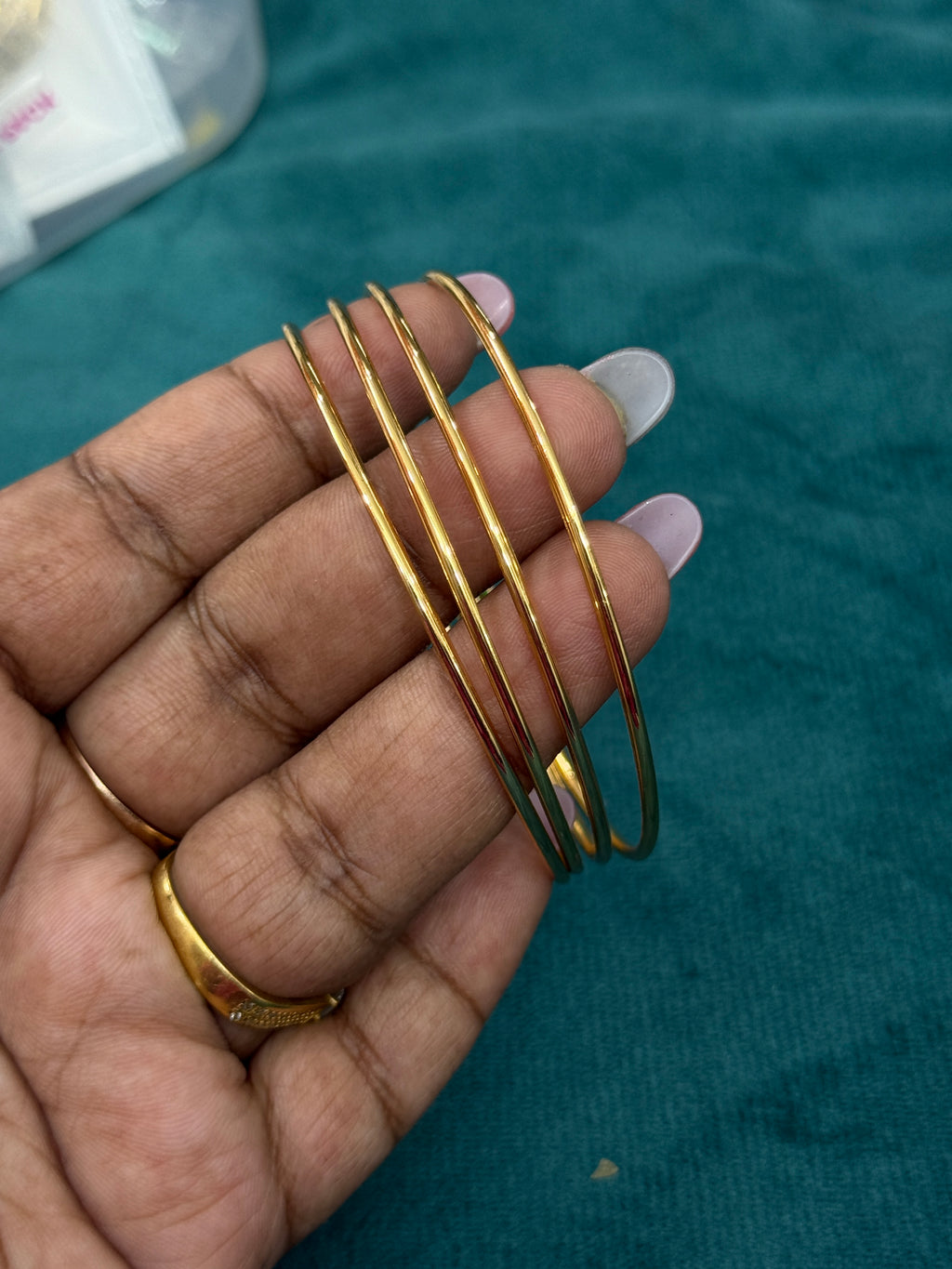 Sb610 micro gold polish set of 4  plain bangles