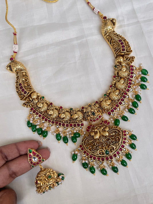 Heavy nakshi Kemp neckset with butta earrings ns2010