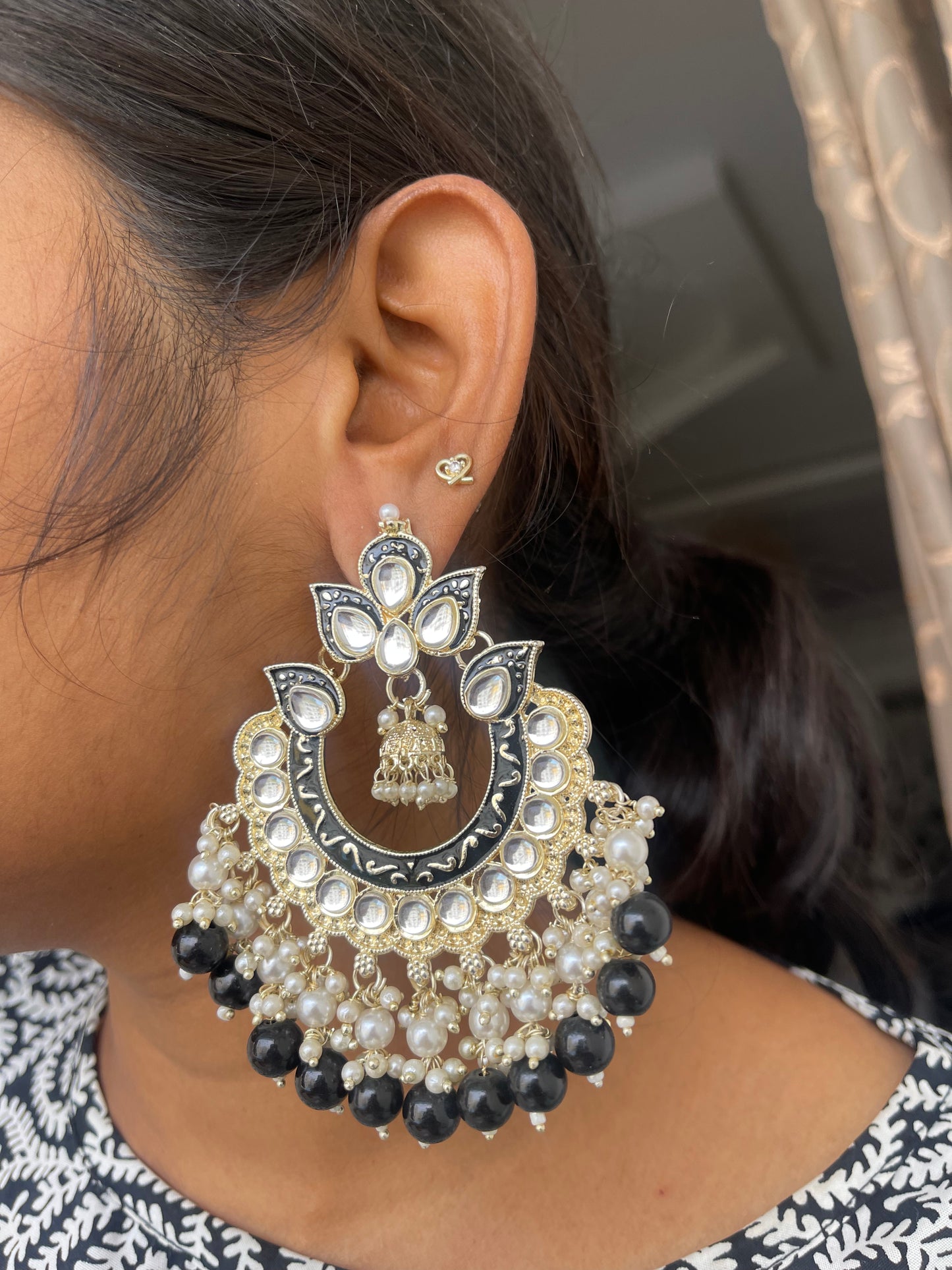 Big chandbali beads earrings