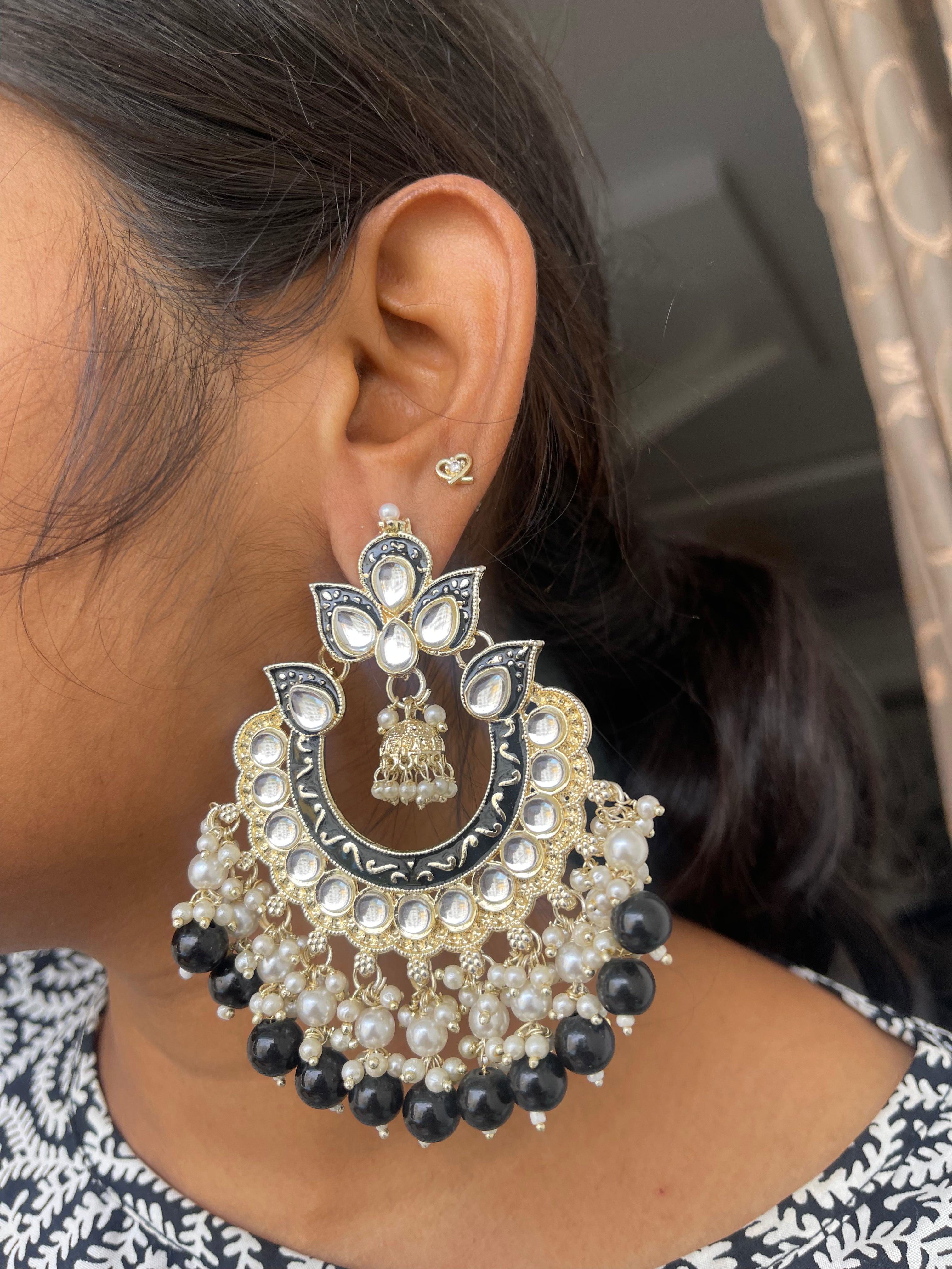 Big chandbali beads earrings