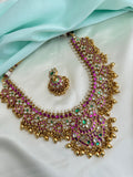 Emerald Kundan ruby choker neckset with butta earrings ns220