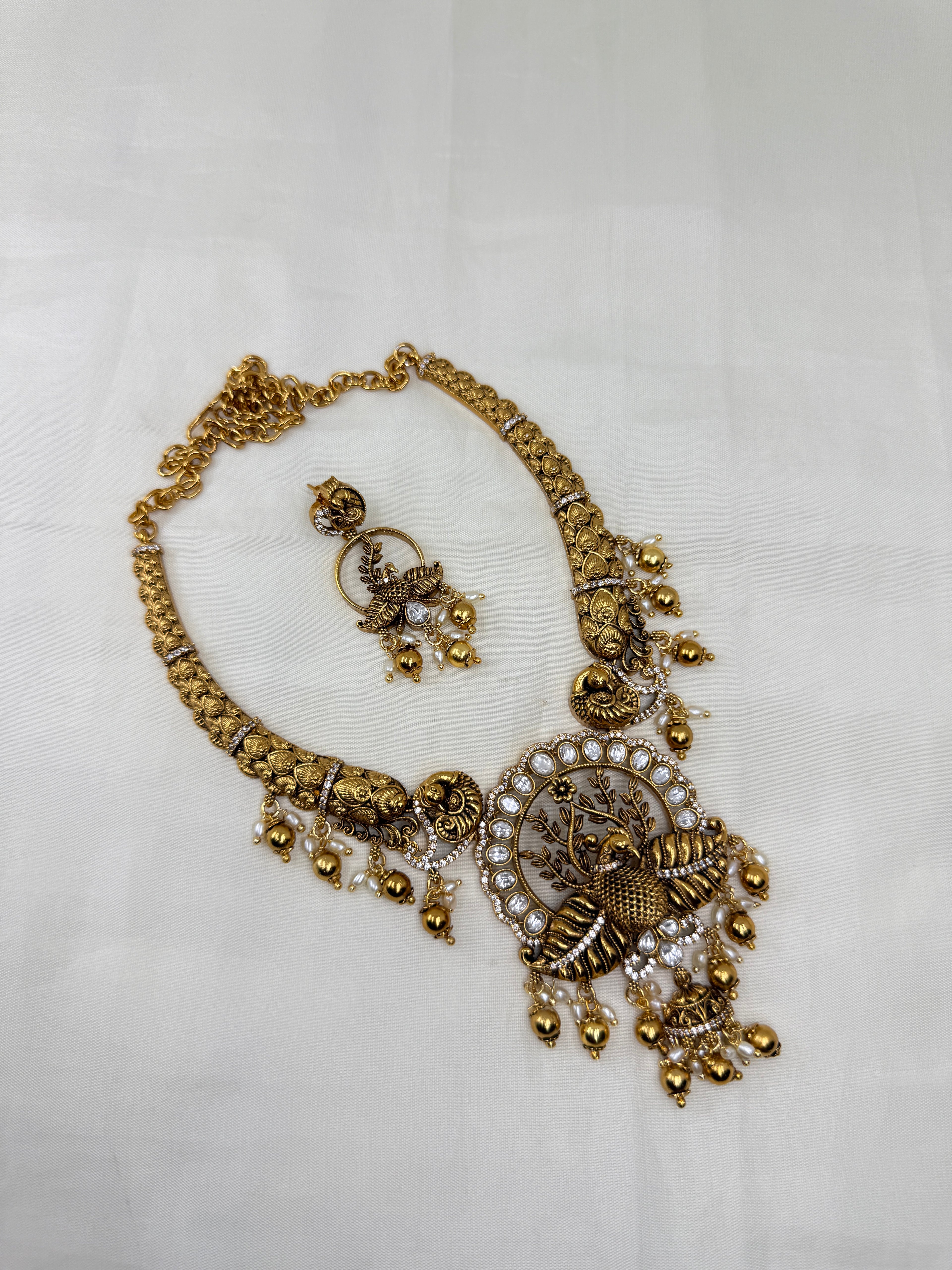 Ns311 kundan peacock kante neckset