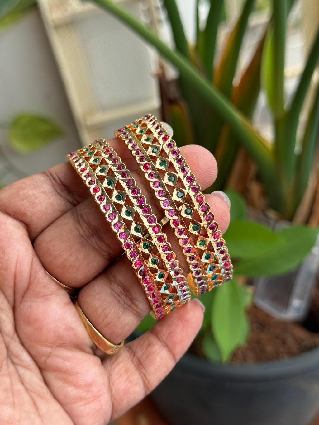 Panchaloham green ruby bangles ph623