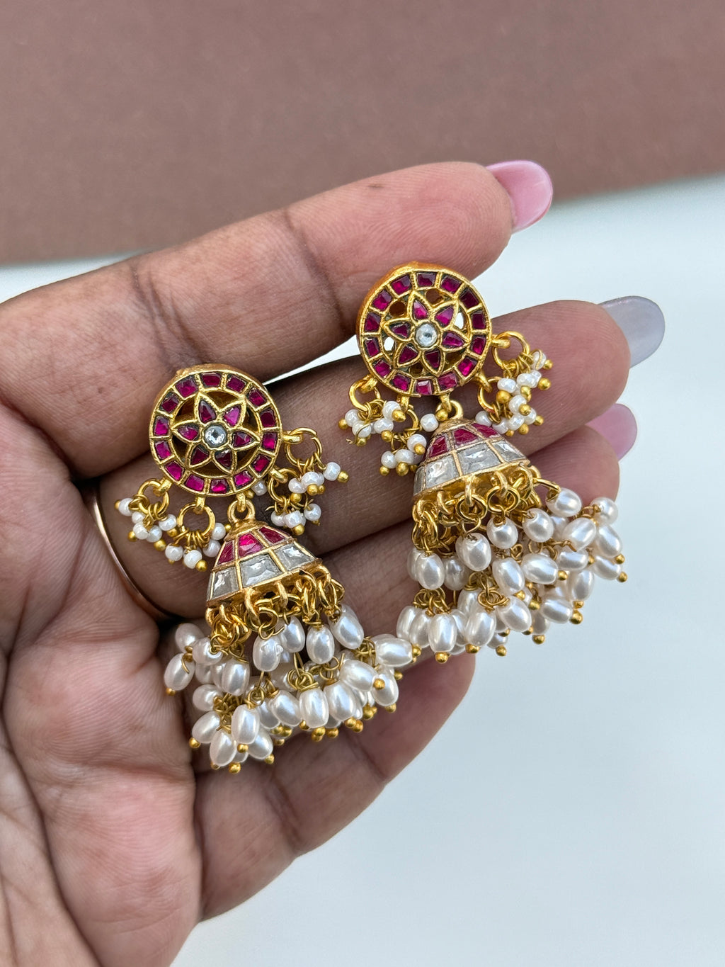 Er166 jadau kundan butta earrings