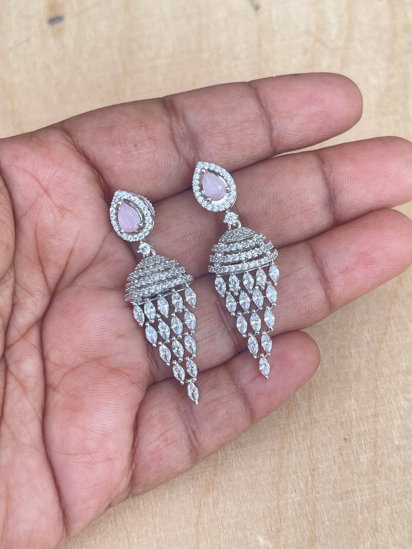 Lightweight zircon Western earrings in purple and light pink