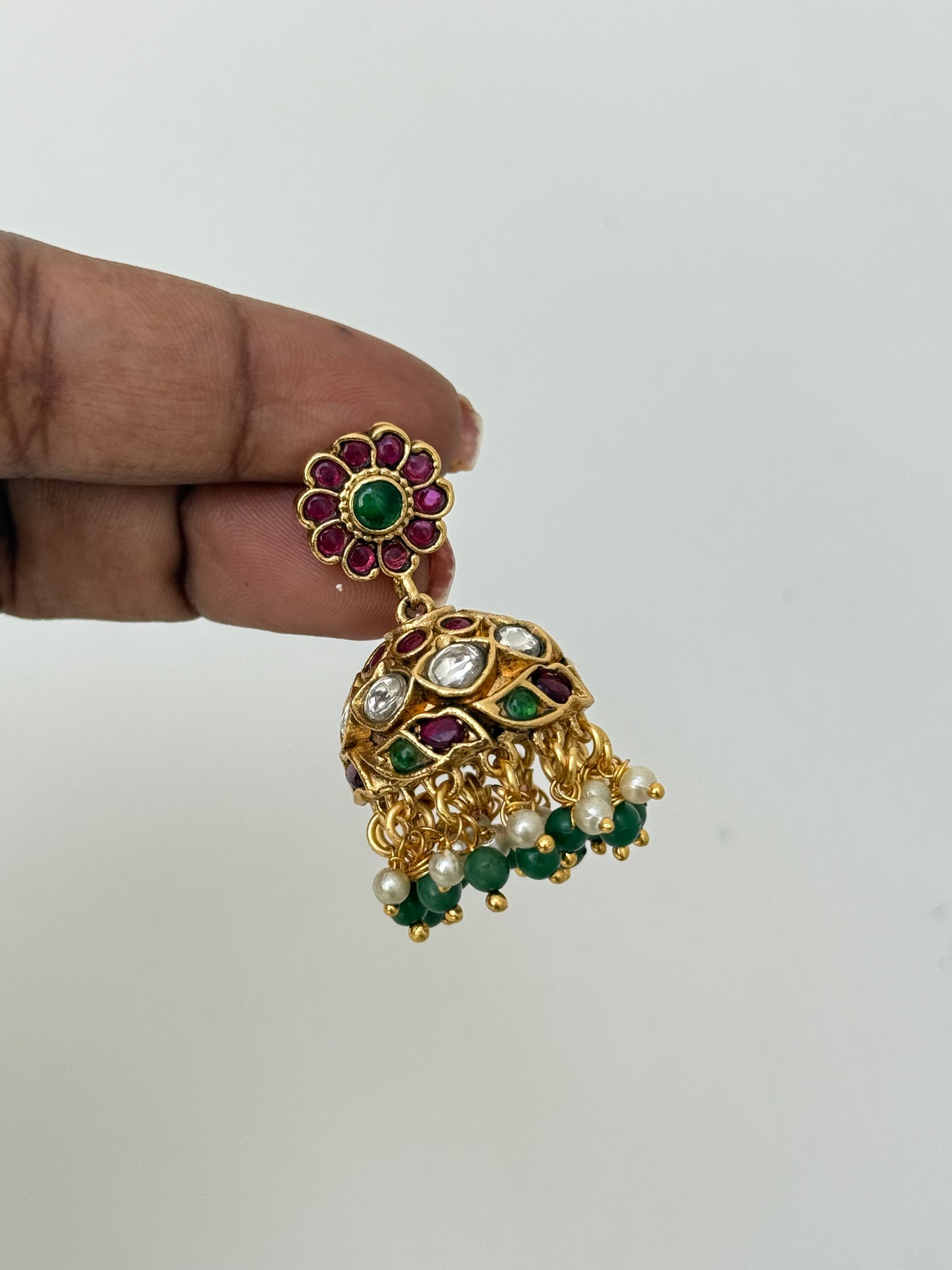 Er5058 kundan kemp butta earrings