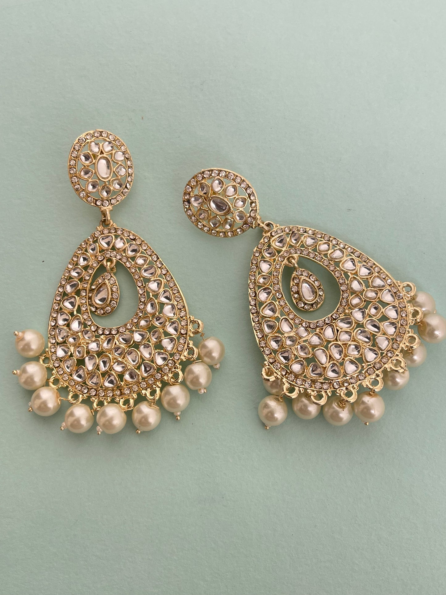 Lightweight gold chandbali earrings