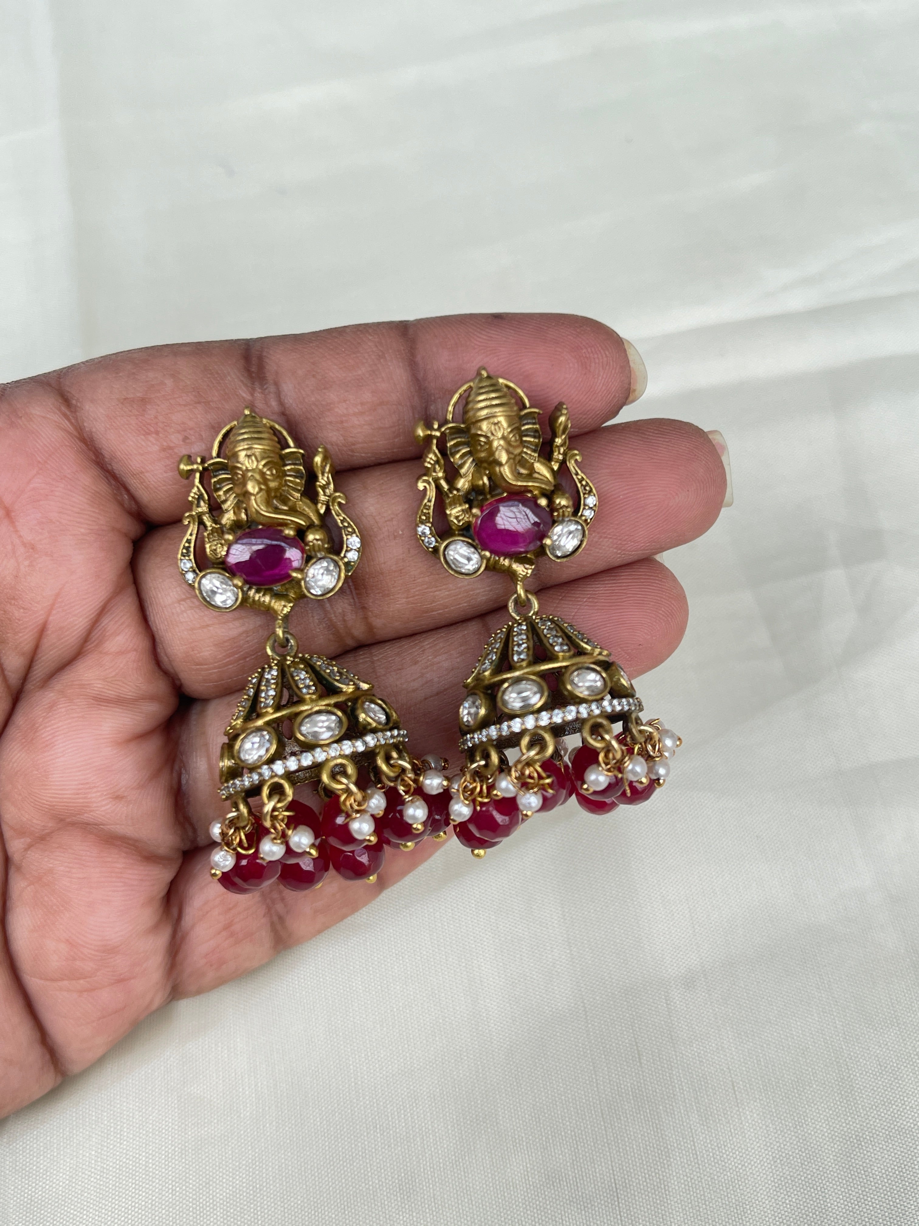Ganesha Victorian jhumkas