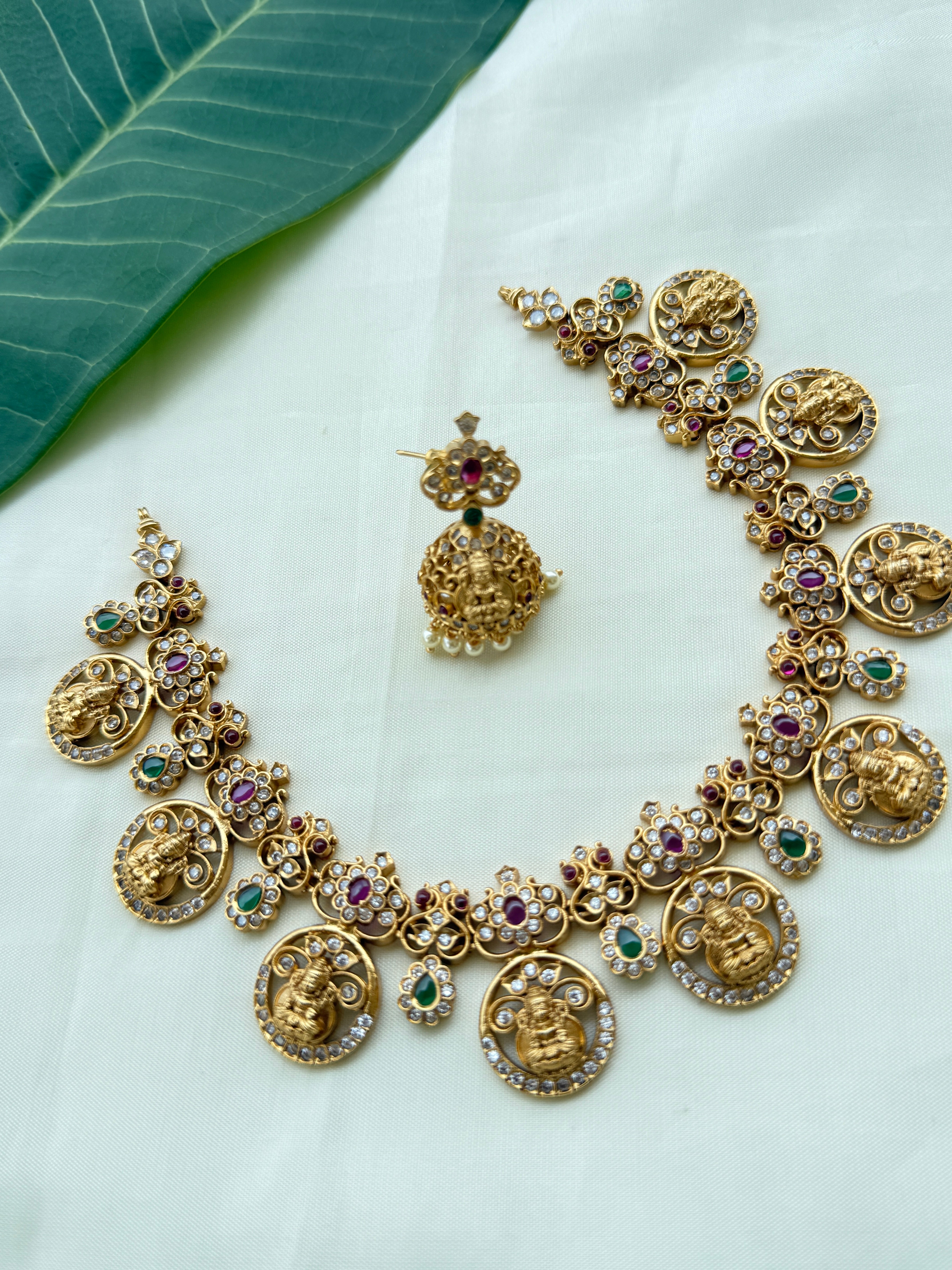 Ns257 multi Lakshmi Devi kasu neckset – Yuvi_Collections