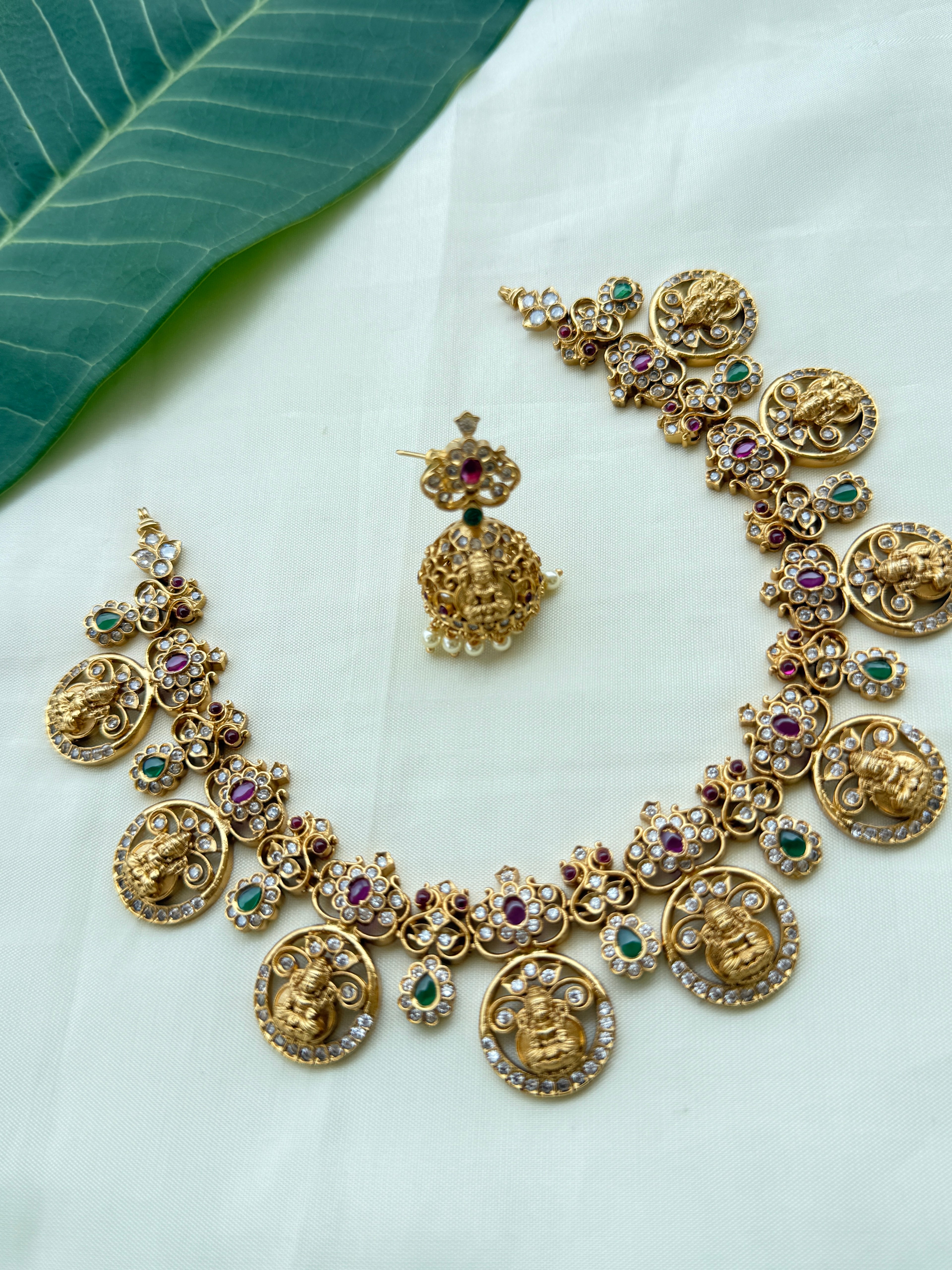 Ns257 multi Lakshmi Devi kasu neckset