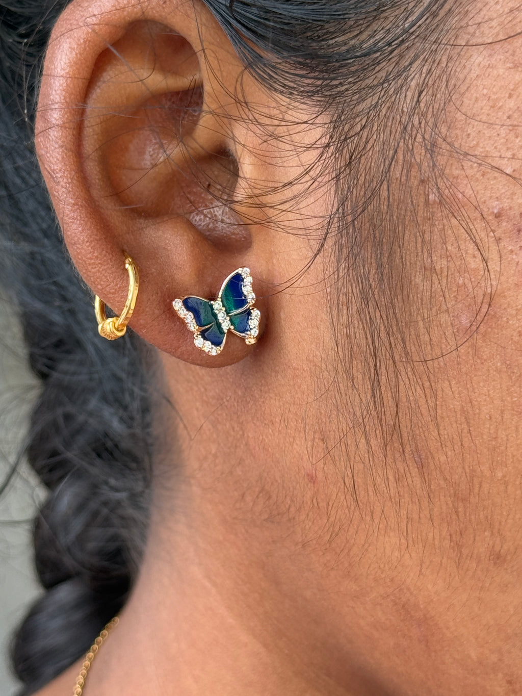 St101 Anti tarnish butterfly rose gold back push studs