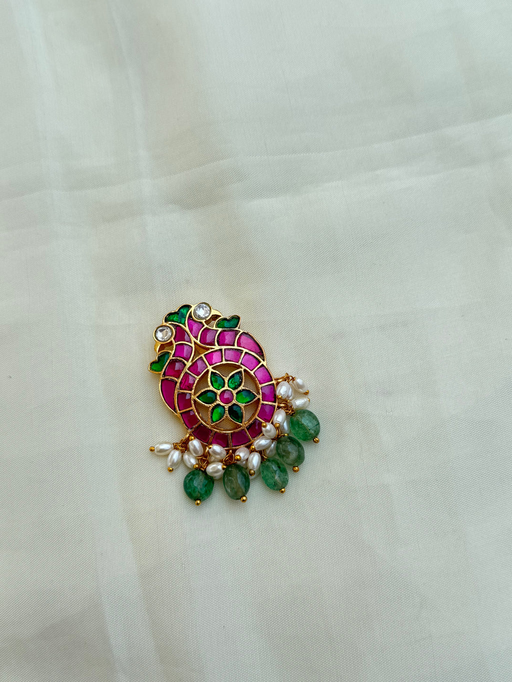 Jk006 jadau Kundan pendant with rice pearls