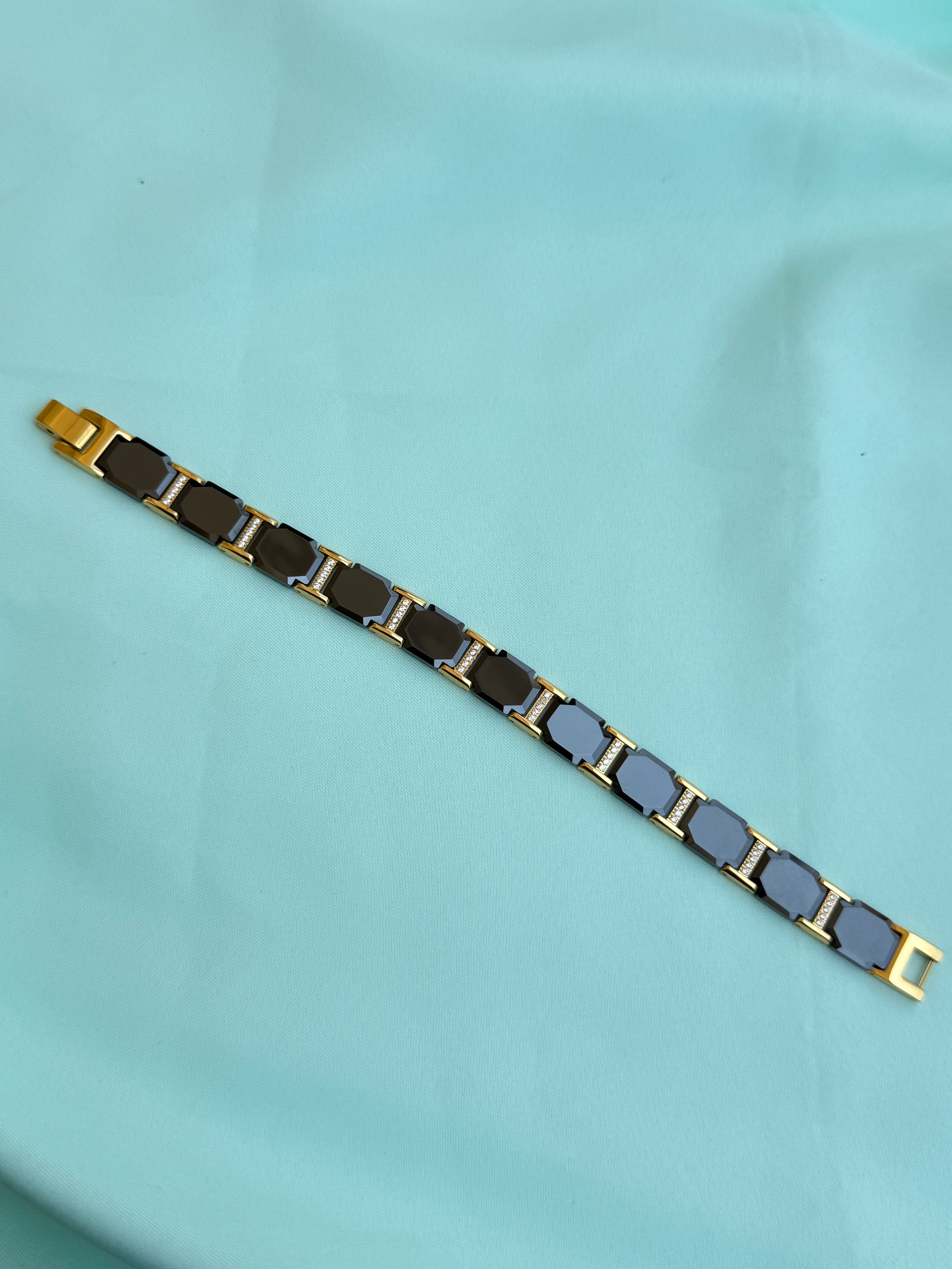 Mn030 anti tarnish men's ceramic black bracelet suits for 2.8 to 2.10 size