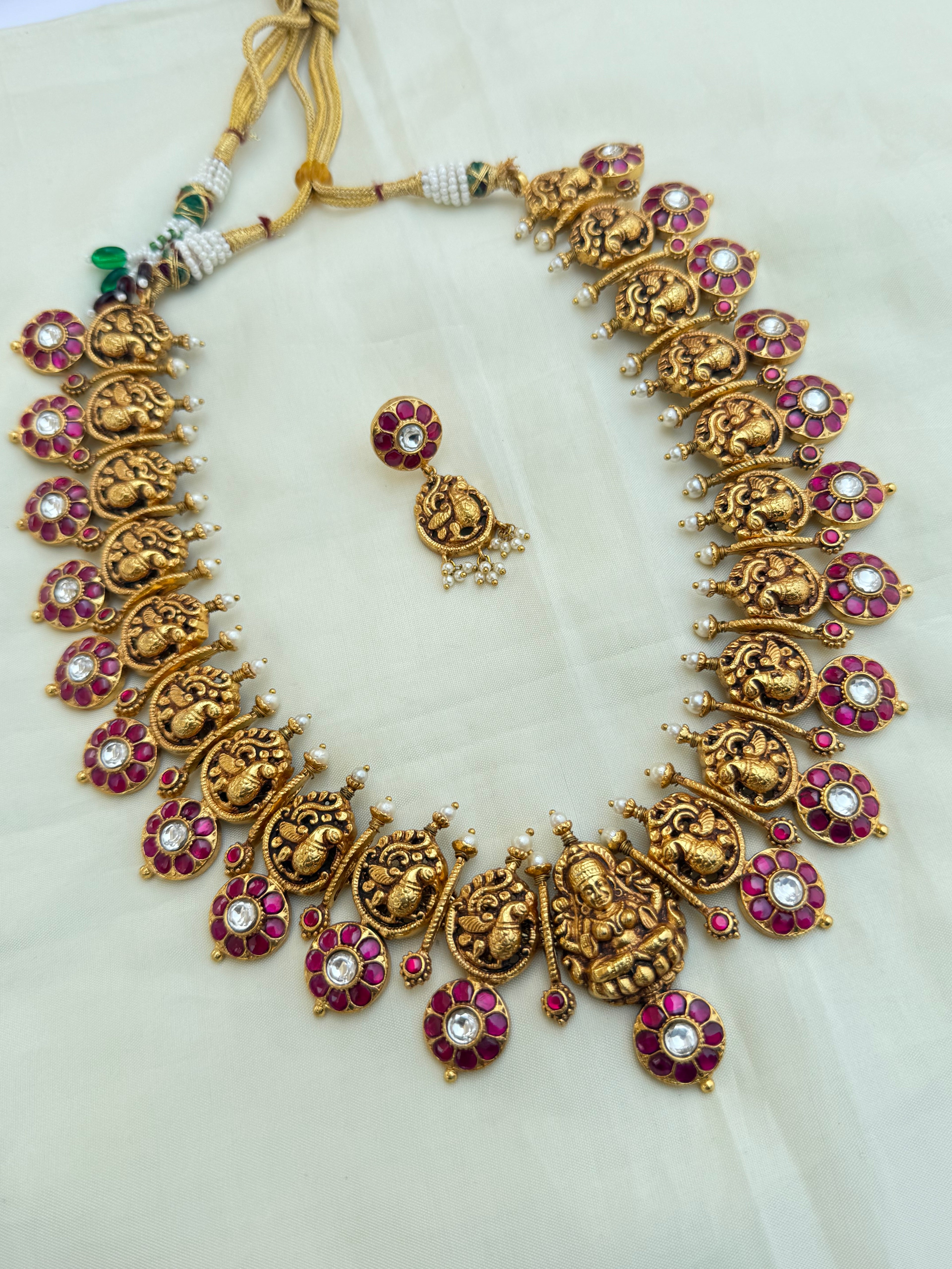Jk002 nakshi jadau kundan bottu maala