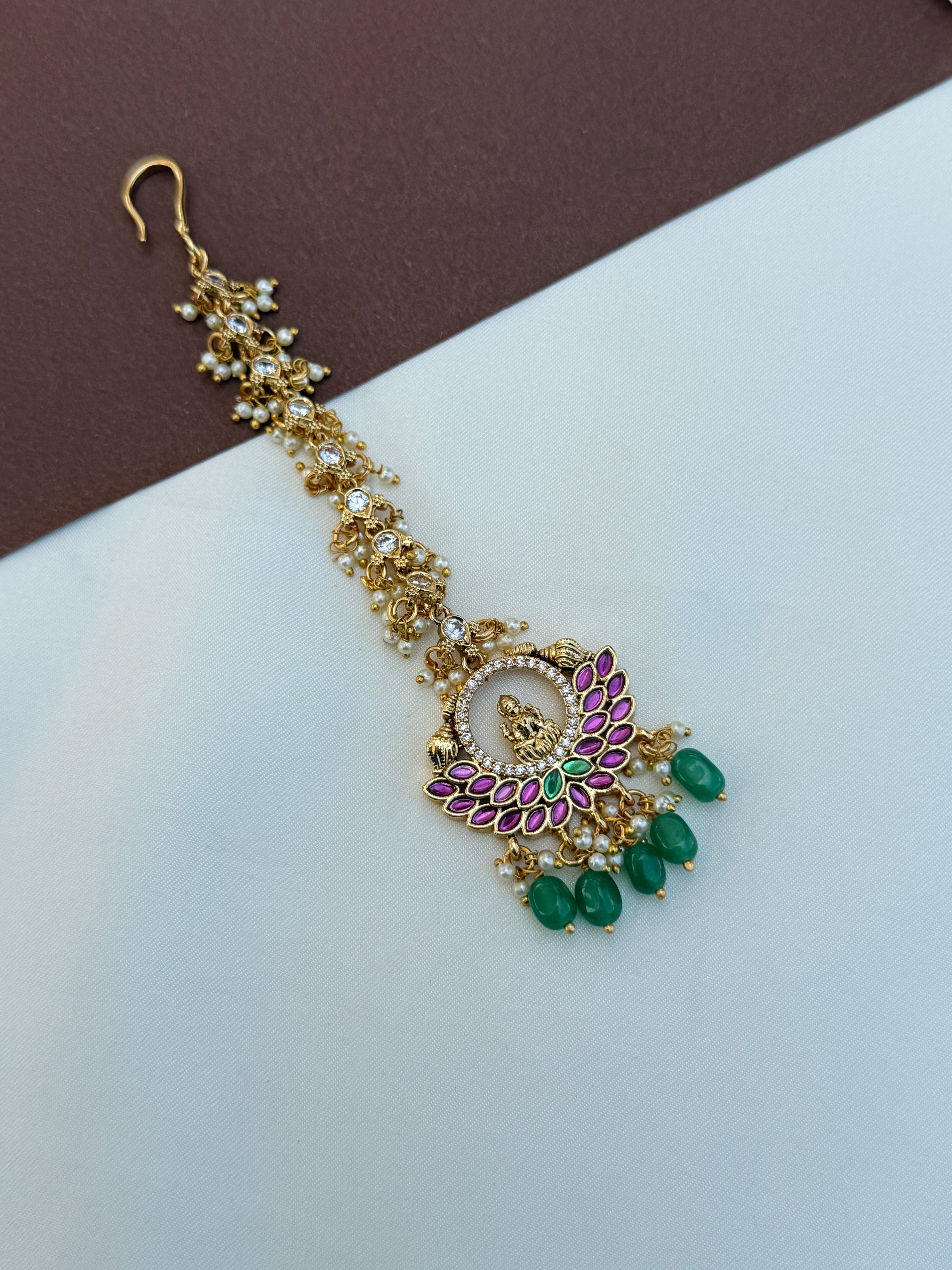 Tk721 Lakshmi devi jadau kundan tikka