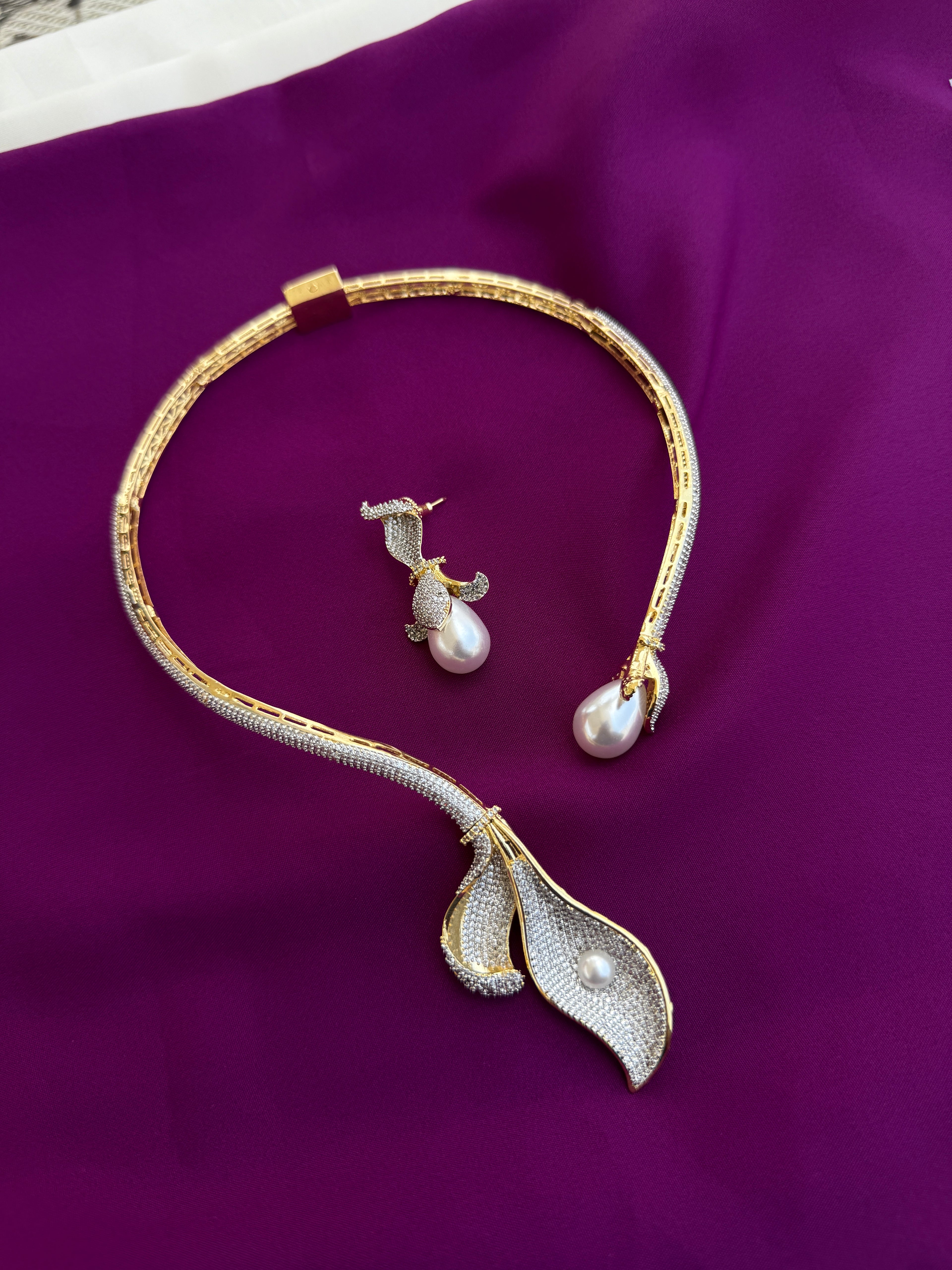 Unique Ivory Drop Luxury kante Neckset with earrings ns268