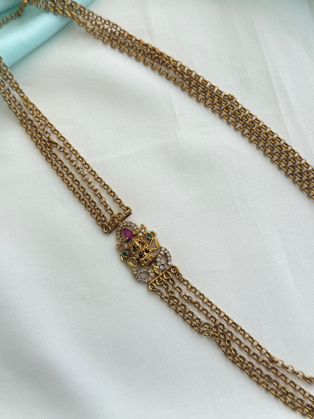 Ch5087 Lakshmidevi Chandraharam with side pendent 8layers in 27inches
