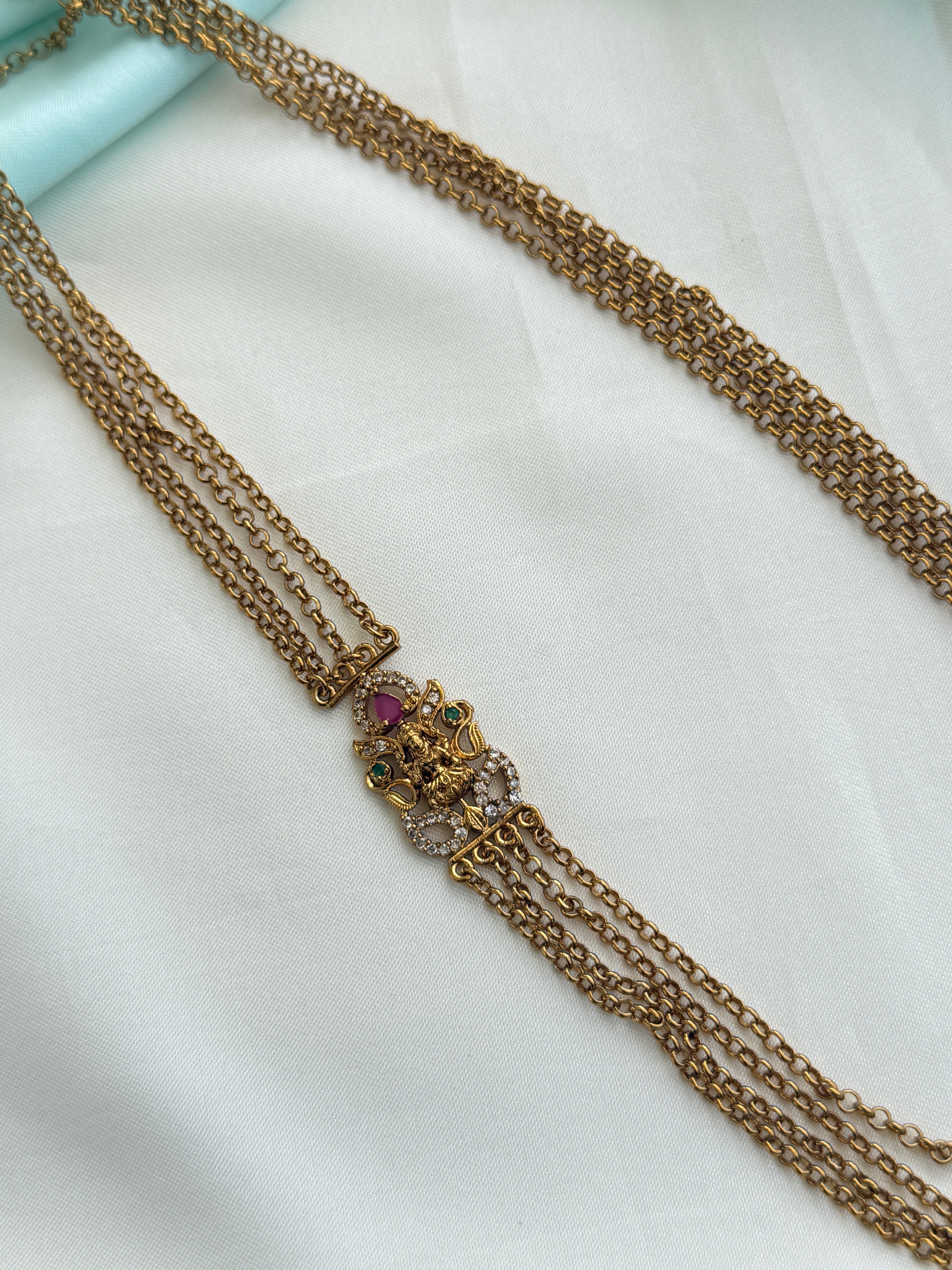 Ch5087 Lakshmidevi Chandraharam with side pendent 8layers in 27inches