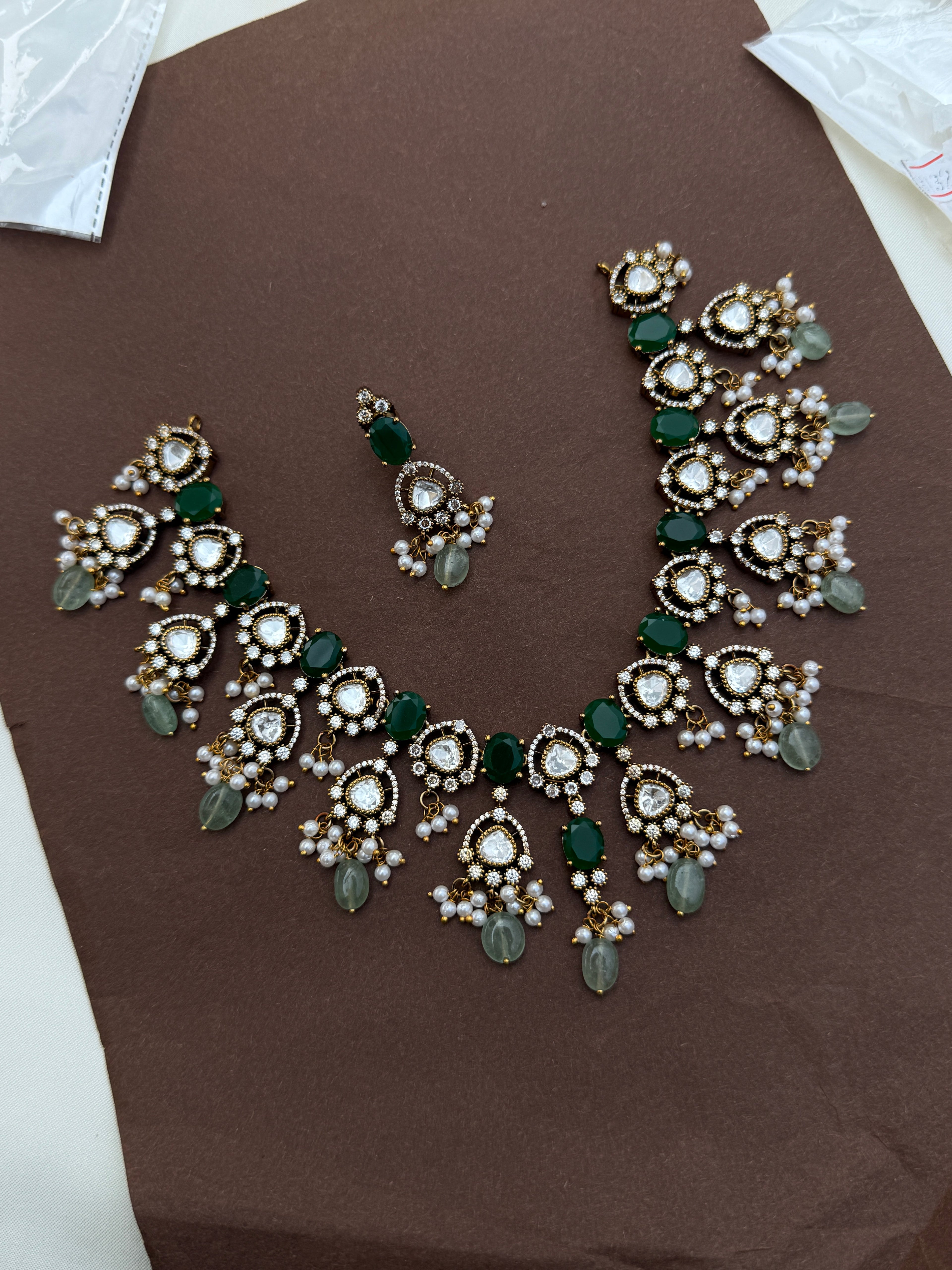 Ns710 moissanite emerald heavy Neckset