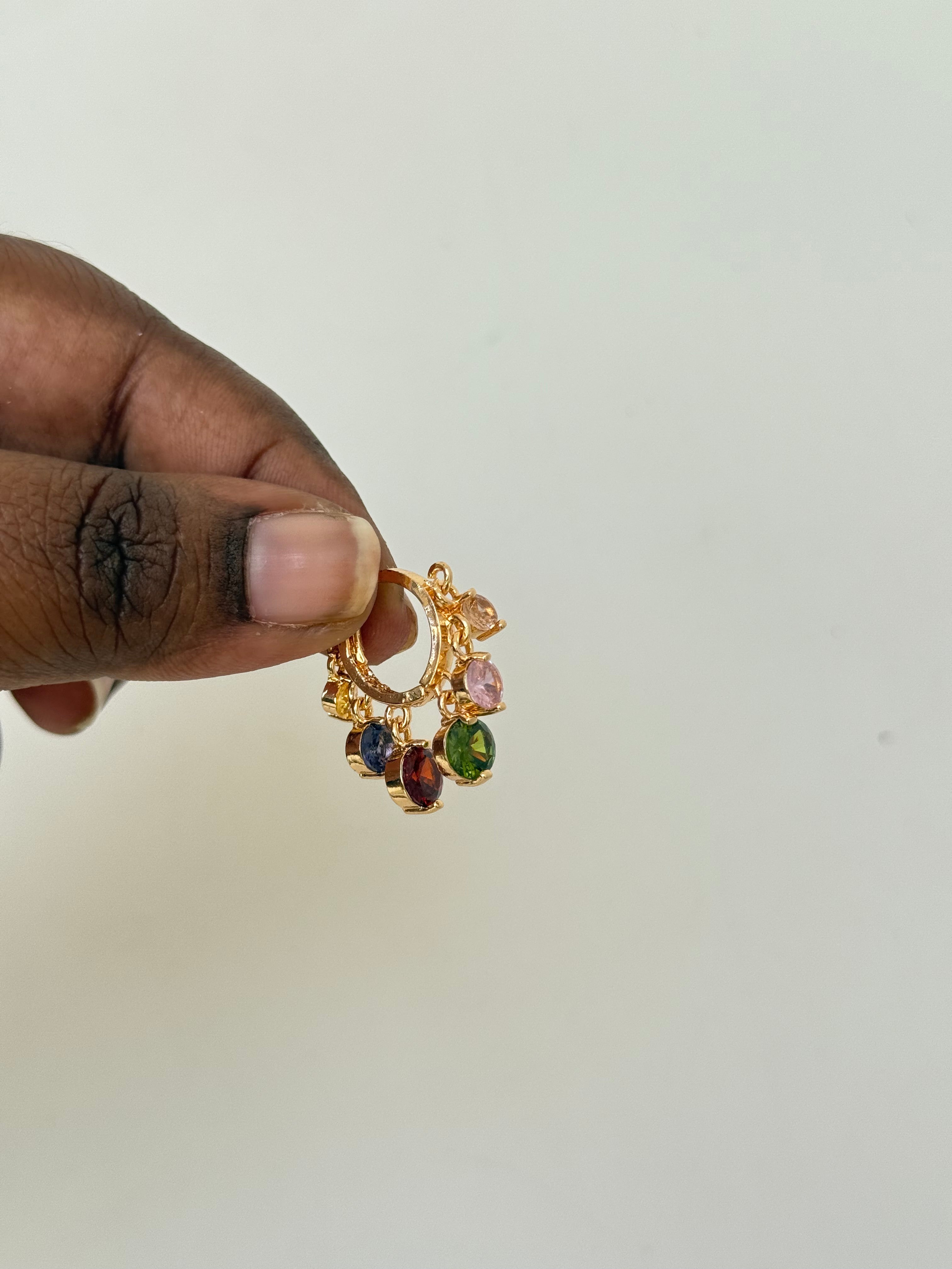 Er001 6stones hoops earrings