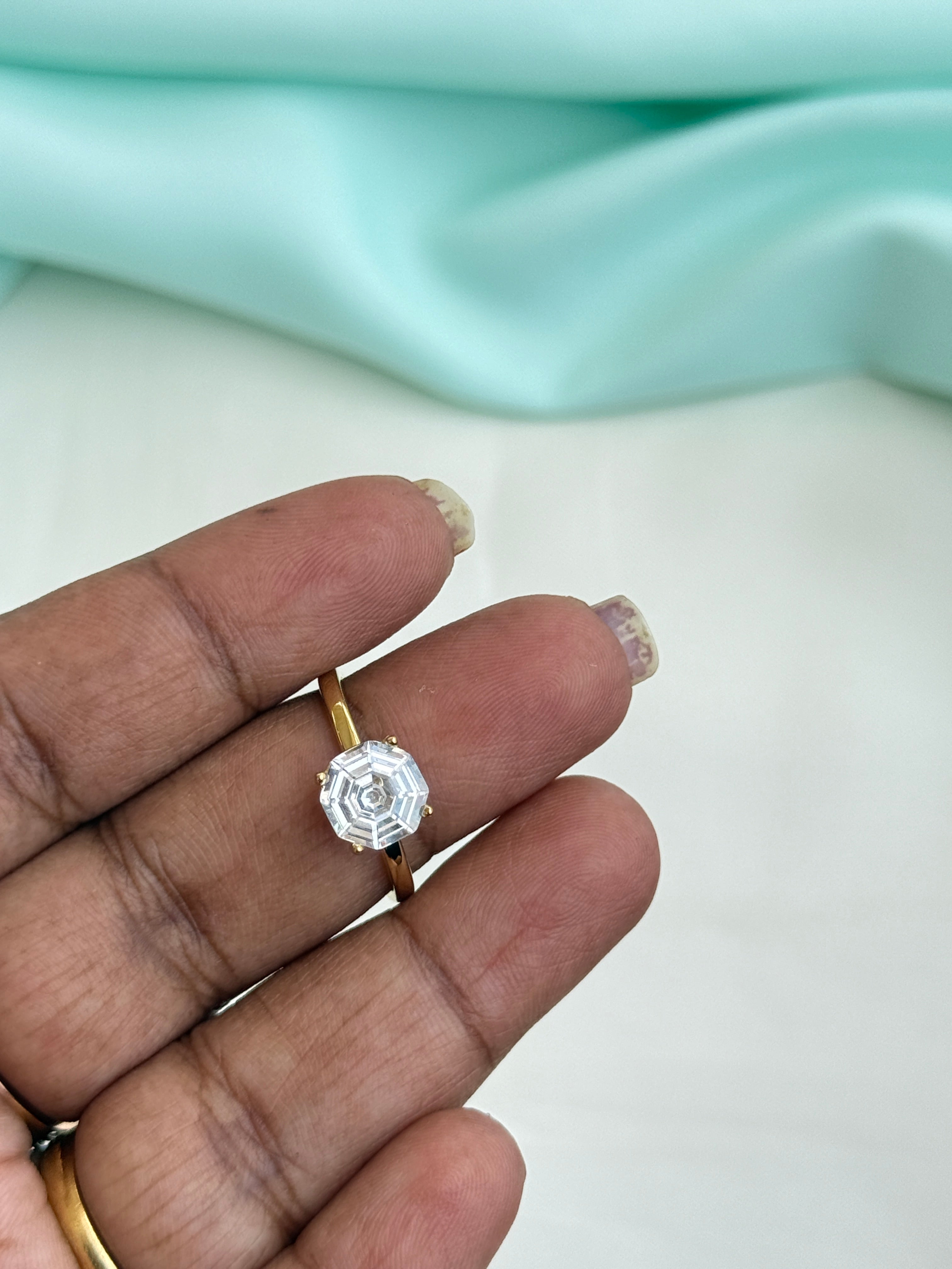 Rg092 anti tarnish single stone adjustable finger rings