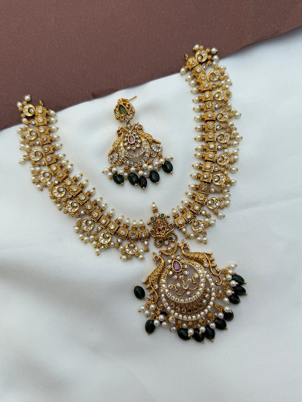 Ns593 Lakshmi devi cz multi short neckset