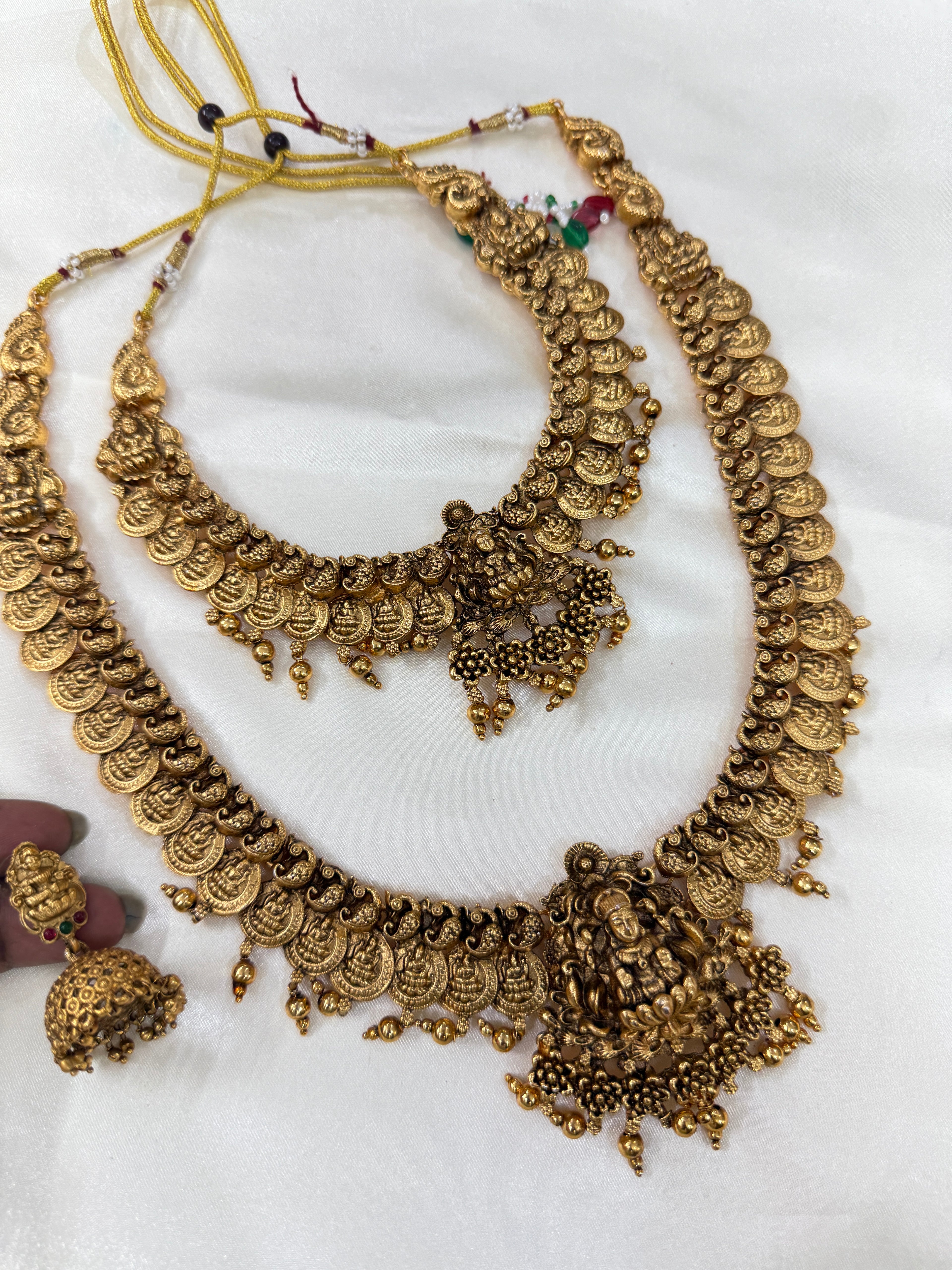 Bs101 Lakshmi Devi kasu bridal set short neckset and long haram