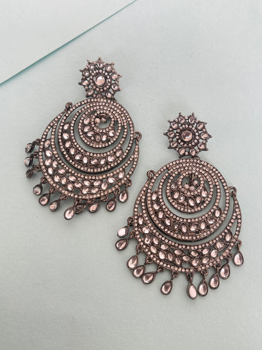 Heavy 3 layers chandbali earrings