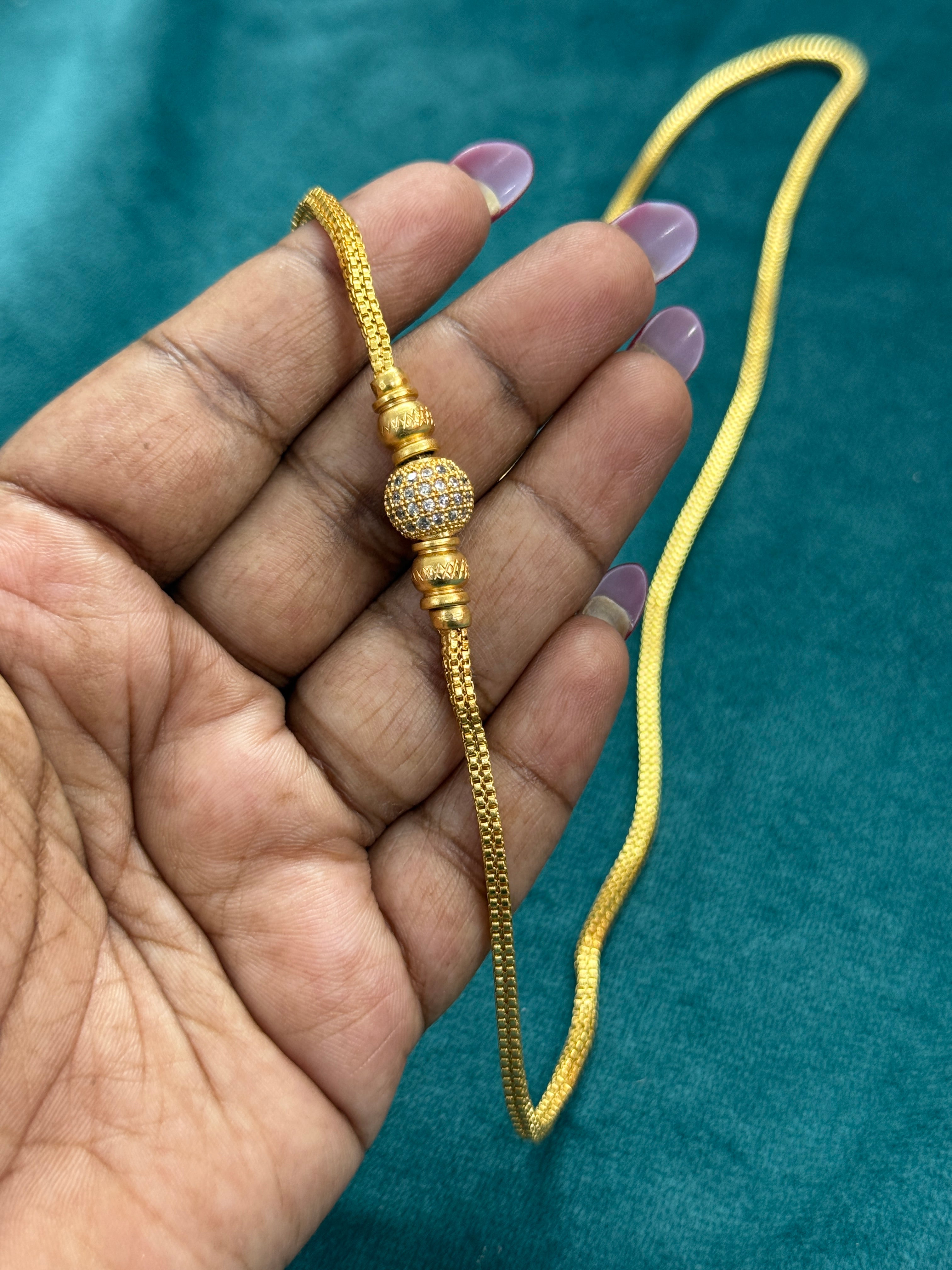 Tc034 panchaloham unpolished gold ball thali chain