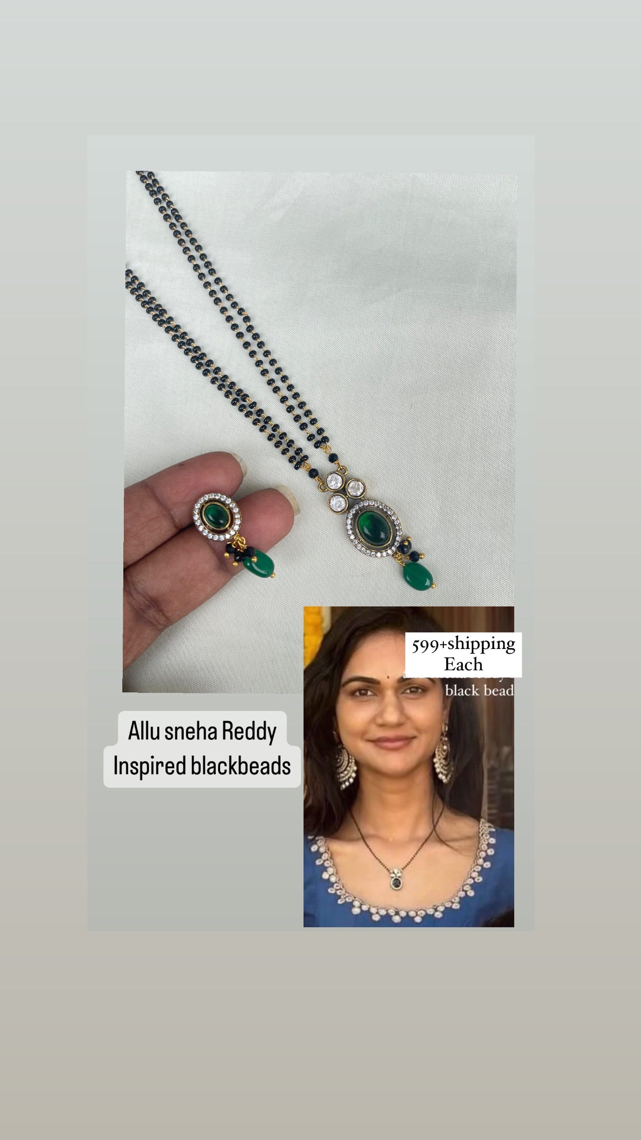 Allu Sneha Reddy inspired Kundan black beads with Earrings BB1614