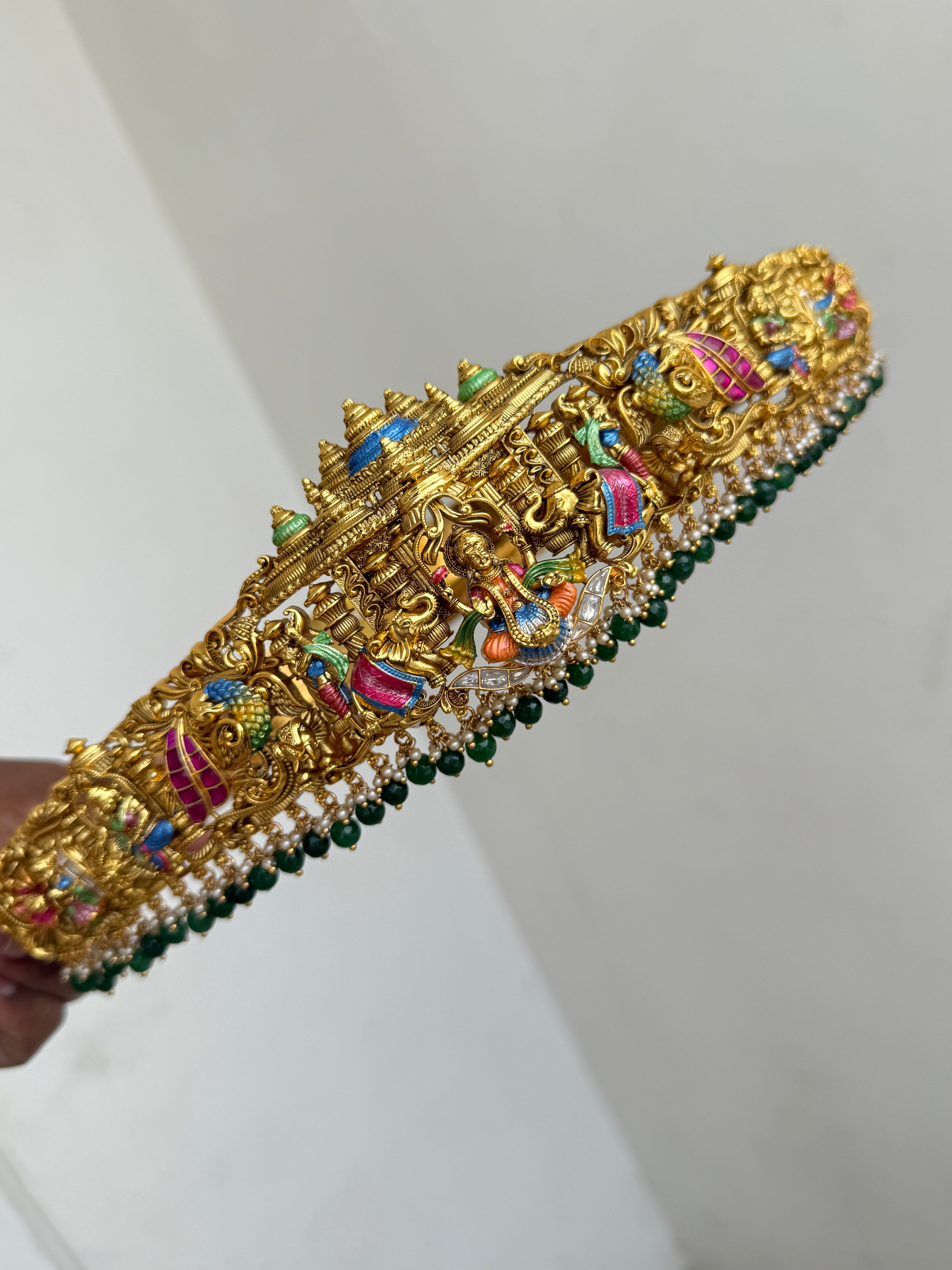 Hb615 meenakari jadau kundan nakshi lakshmidevi adults hipbelt