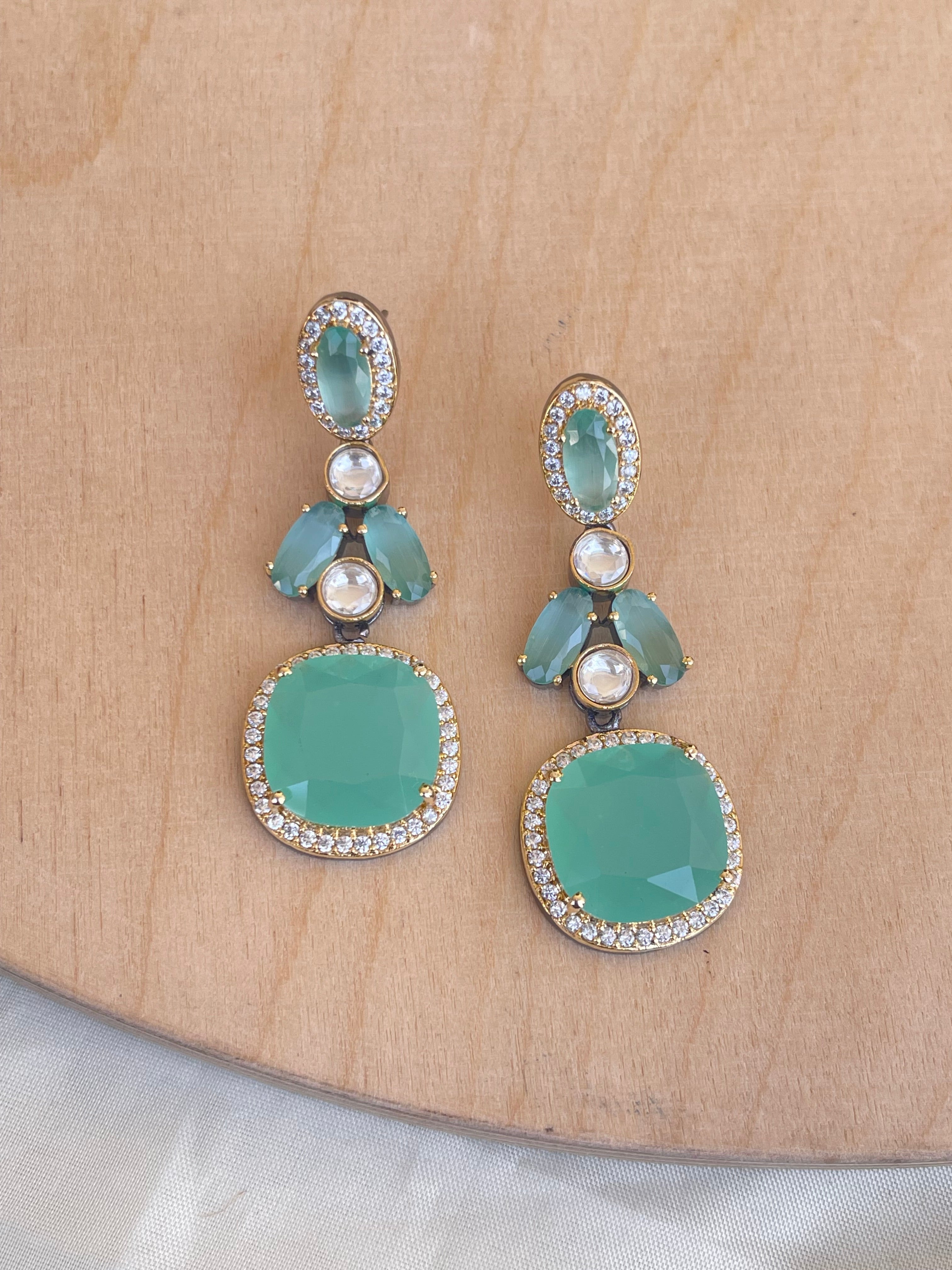 Western premium square earrings in 3 colors sen10