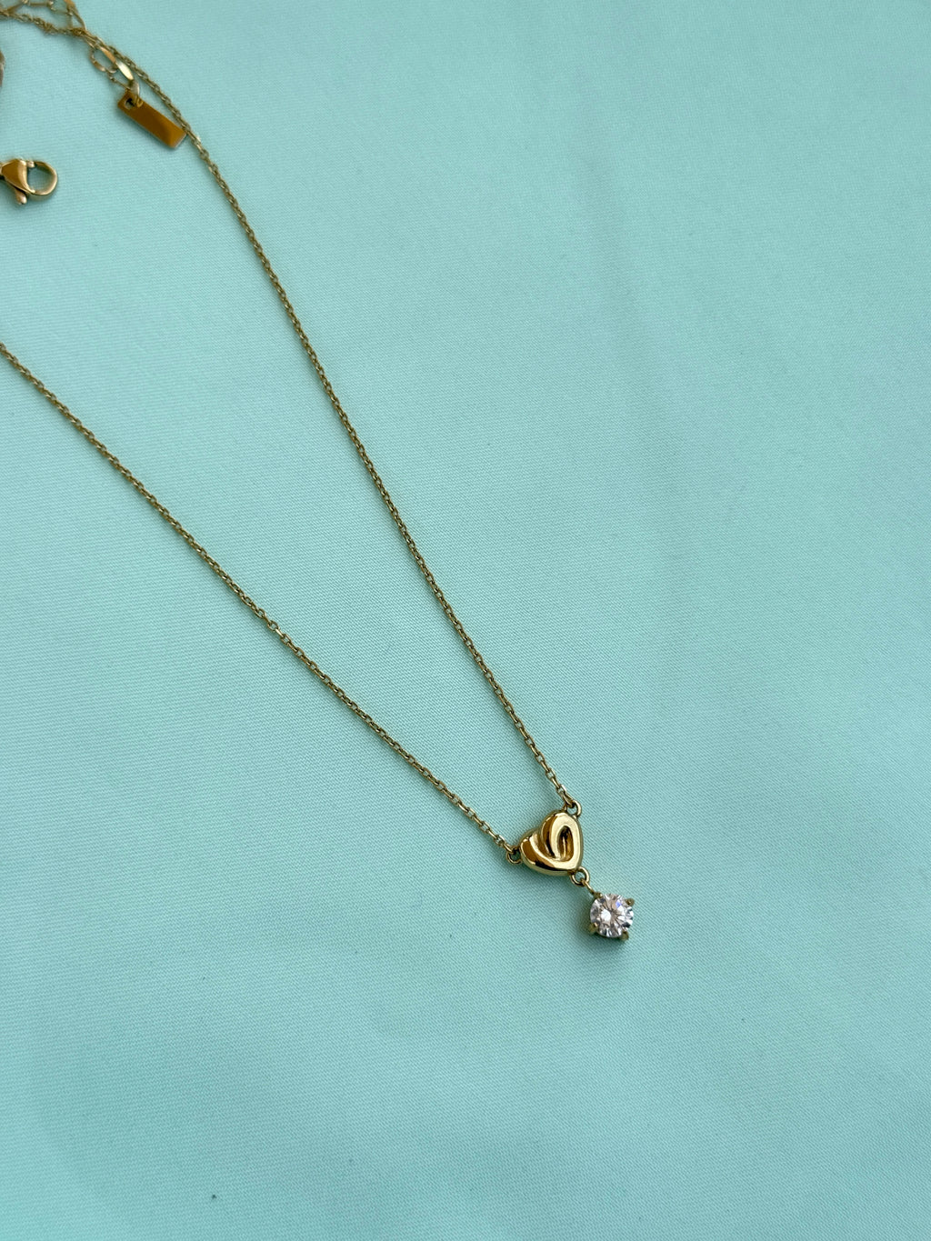 DC084 anti tarnish white stone gold heart 18inches adjustable daliy wear chains