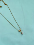 DC084 anti tarnish white stone gold heart 18inches adjustable daliy wear chains