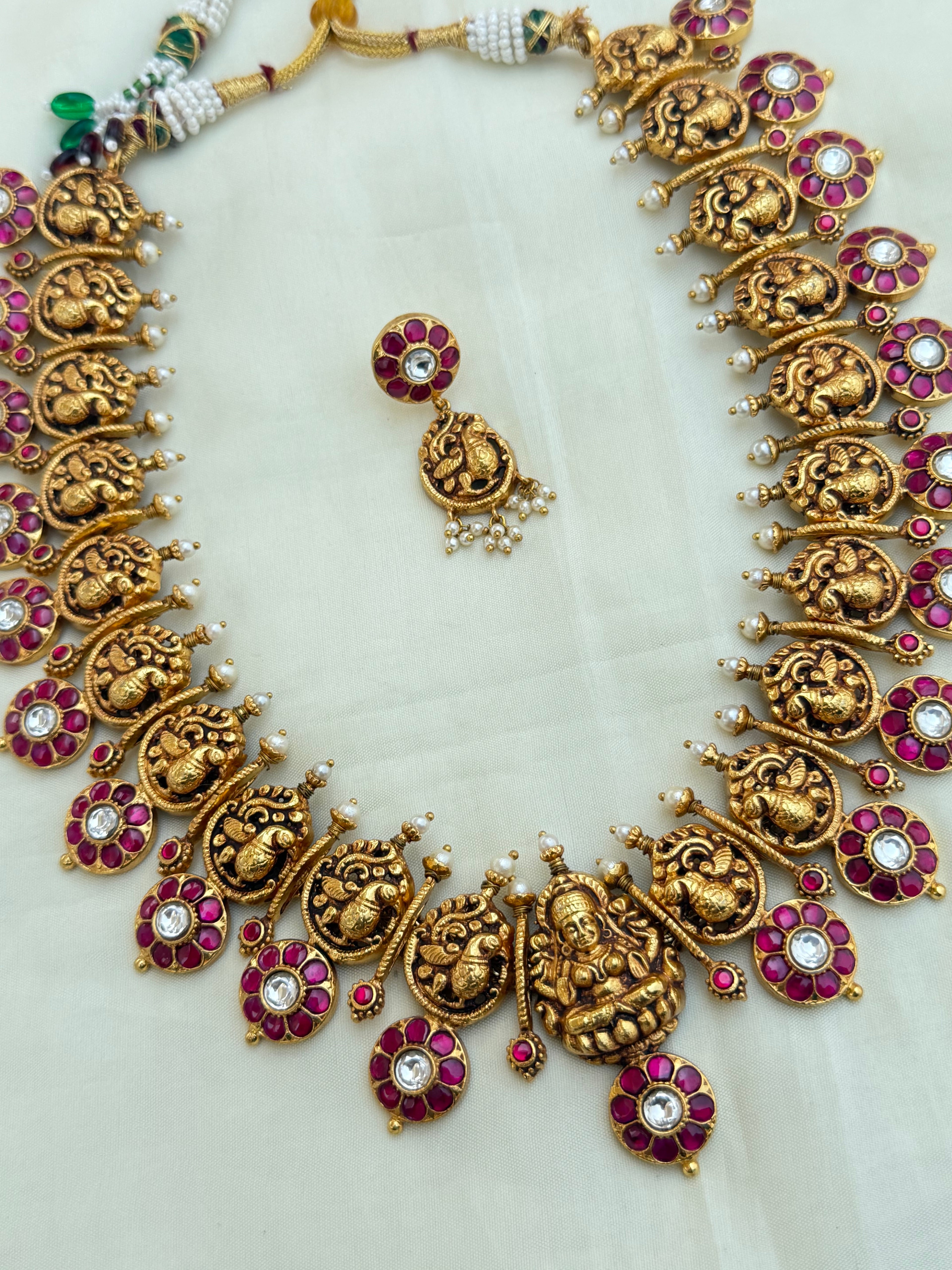Jk002 nakshi jadau kundan bottu maala