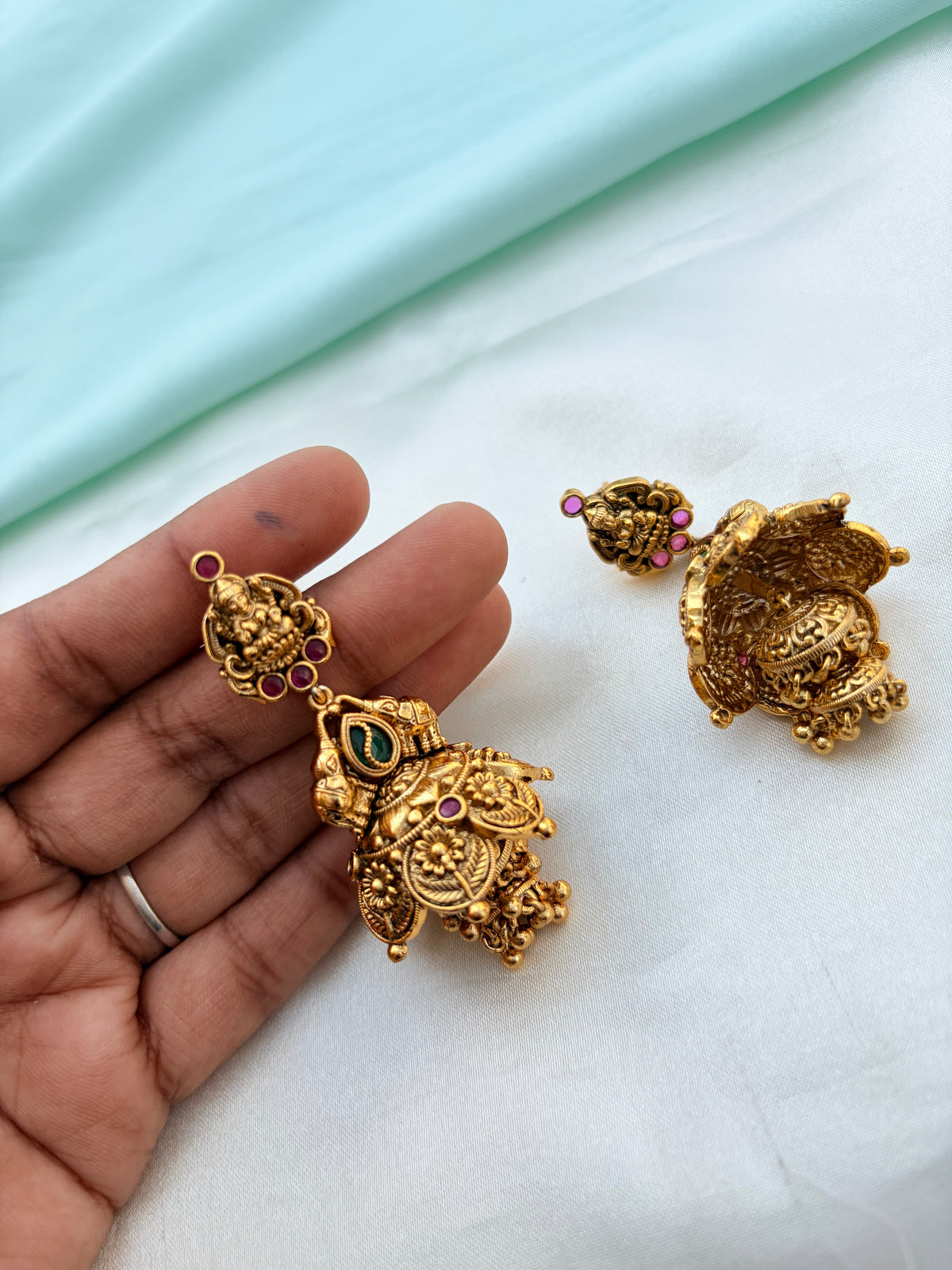 Matt gold Lakshmidevi butta earrings Er956