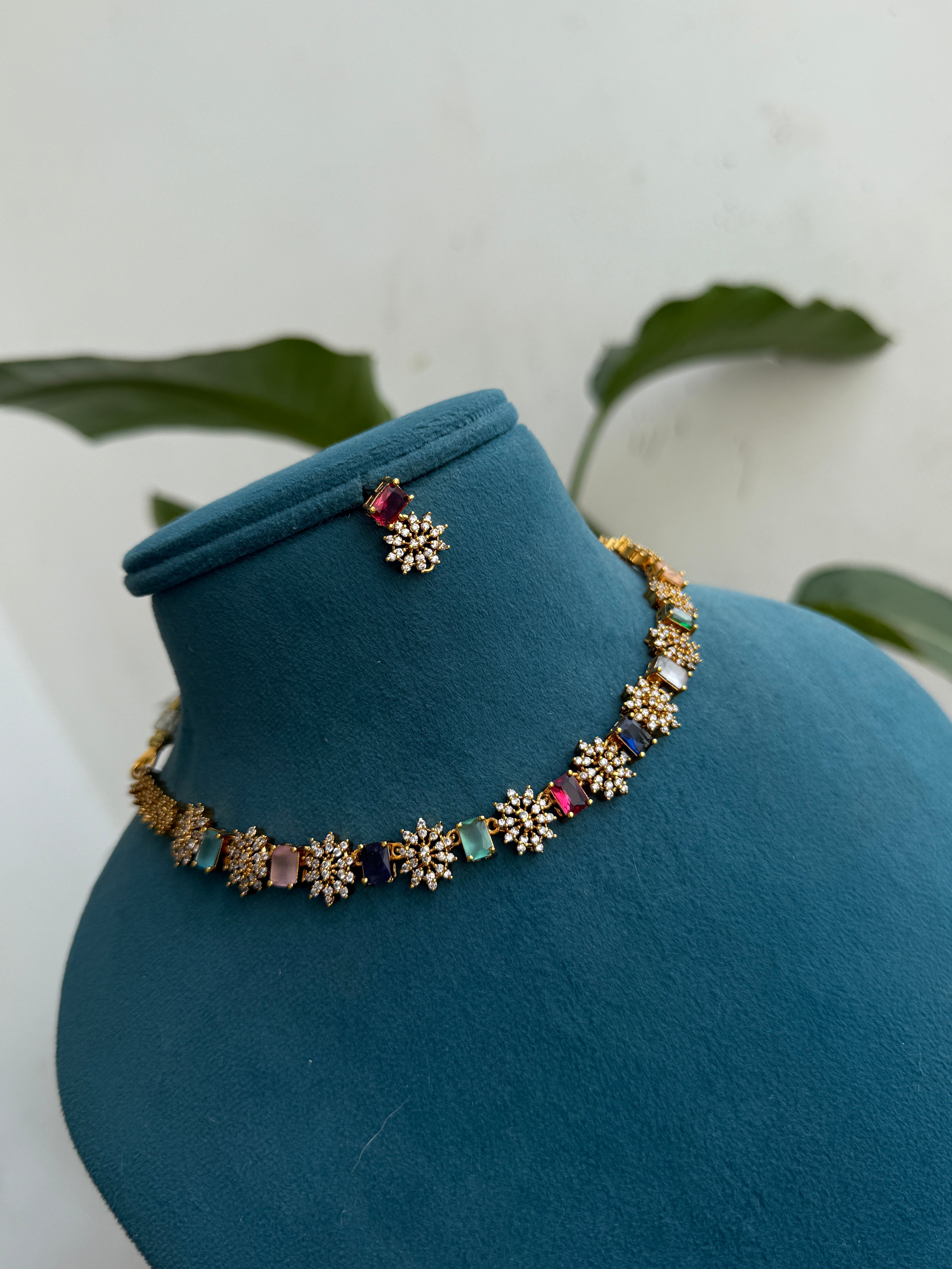 NS445 Multi choker style Neckset with earrings