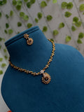 Ns856 Shanku flower leafs short neckset with earrings