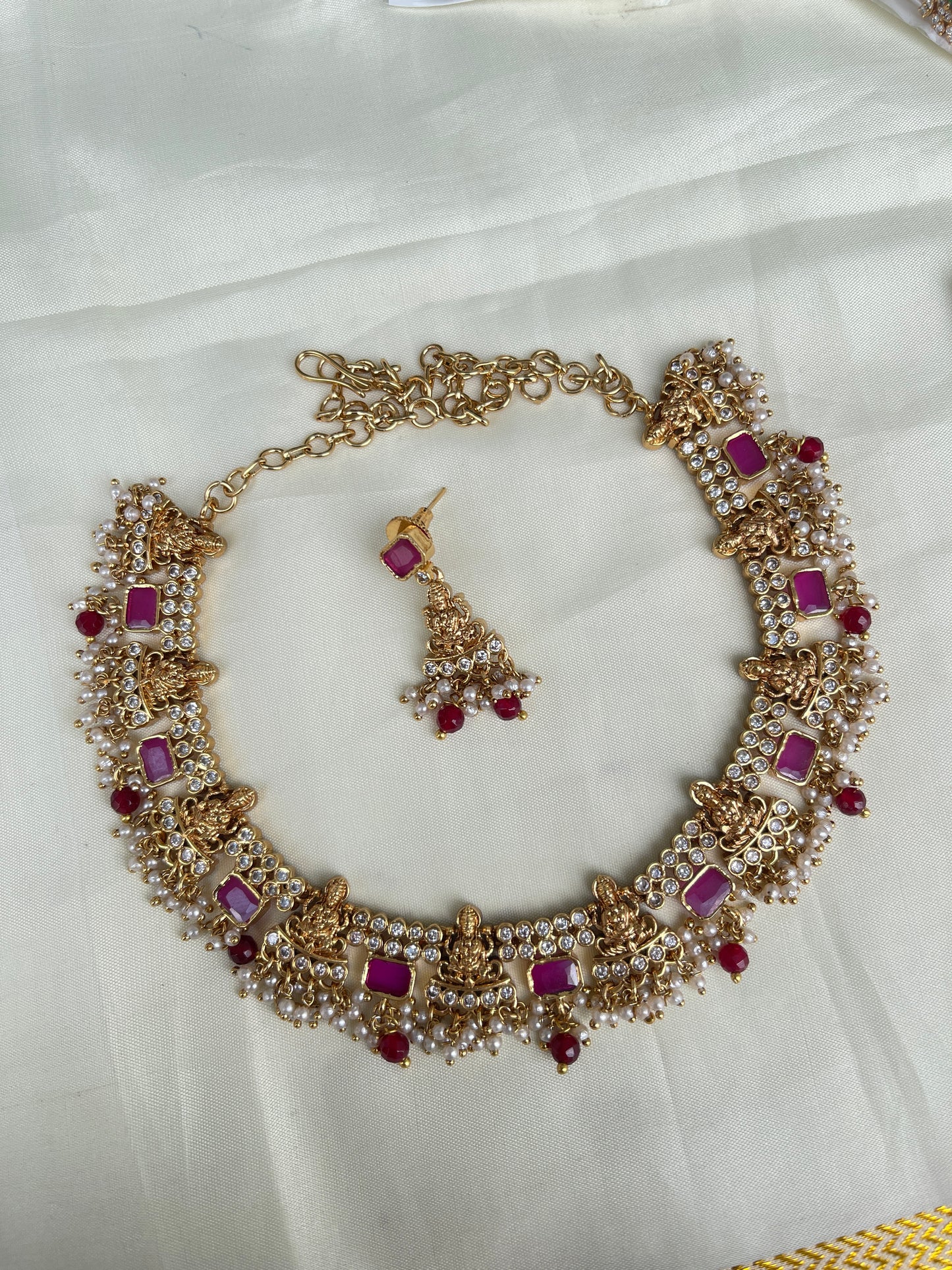 Ruby Lakshmi Devi cz neckset