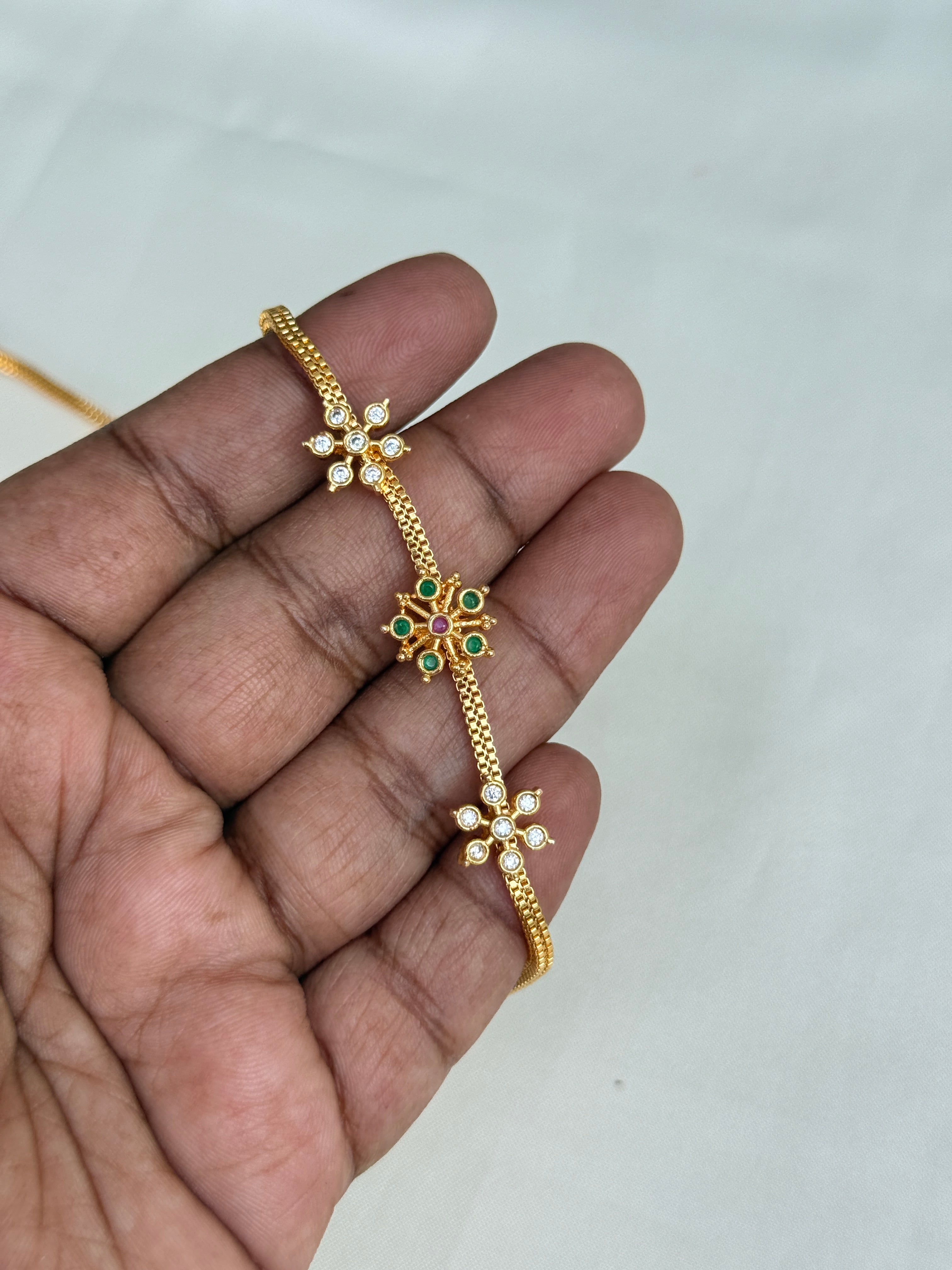 Tc020 24 inches 3 flower mangalsutra chain