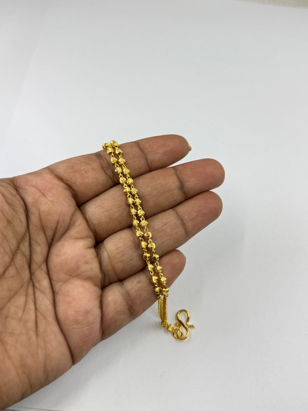 Br515 2 lines gold ball bracelet