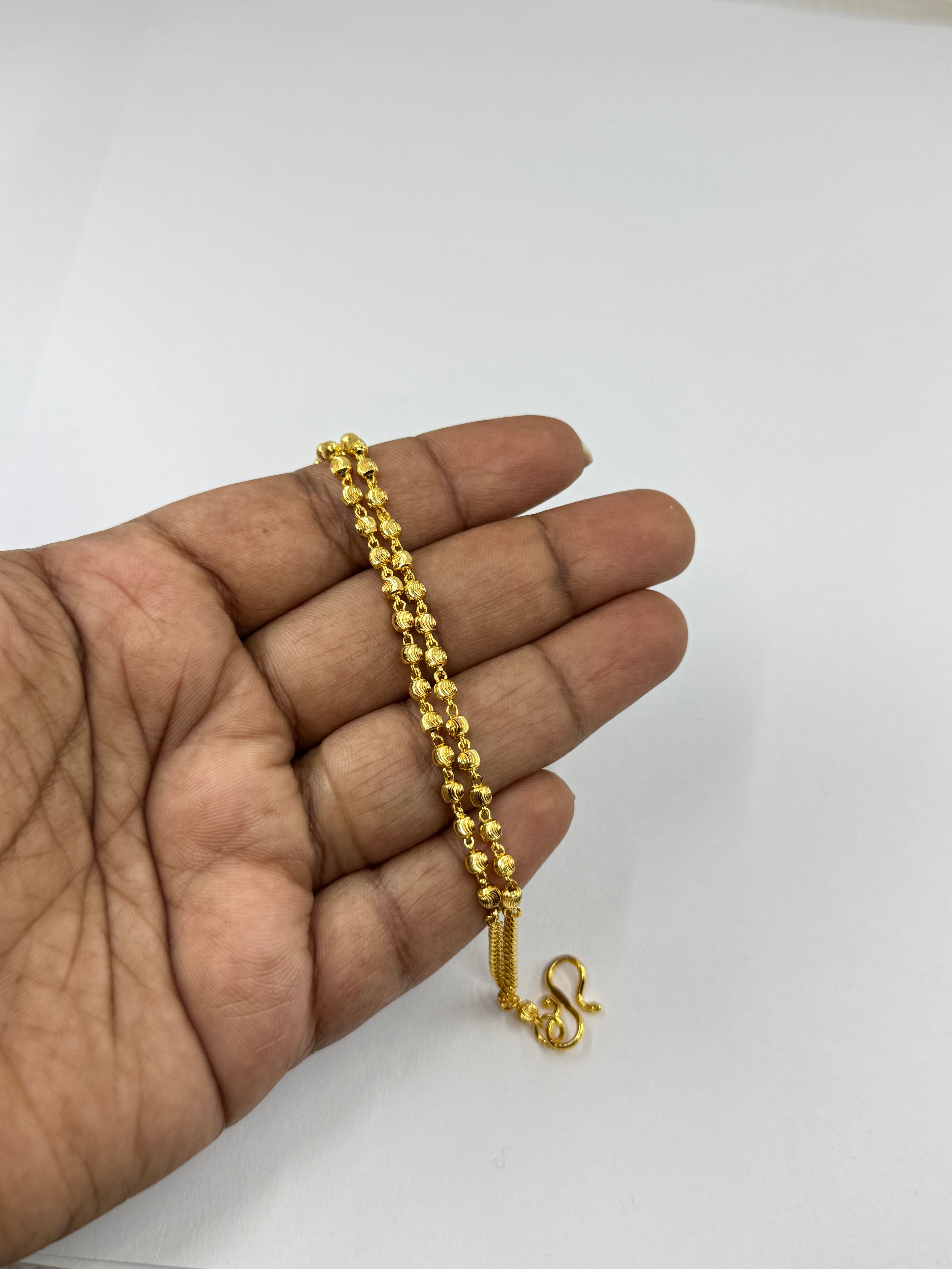 Br515 2 lines gold ball bracelet